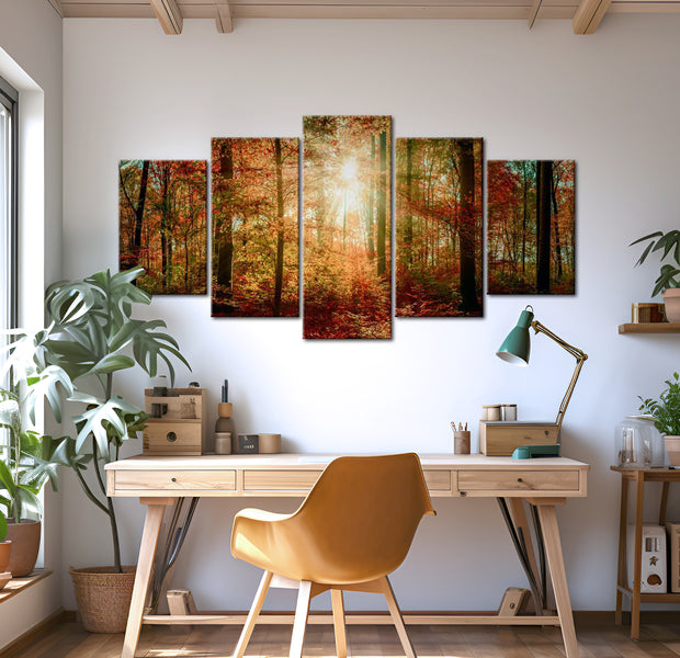 Stretched Canvas Landscape Art - Autumn Wilderness 40"Wx20"H