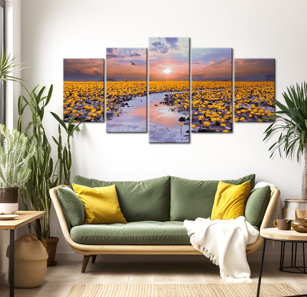 Stretched Canvas Landscape Art - The River Of Light 40"Wx20"H