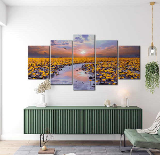 Stretched Canvas Landscape Art - The River Of Light 40"Wx20"H