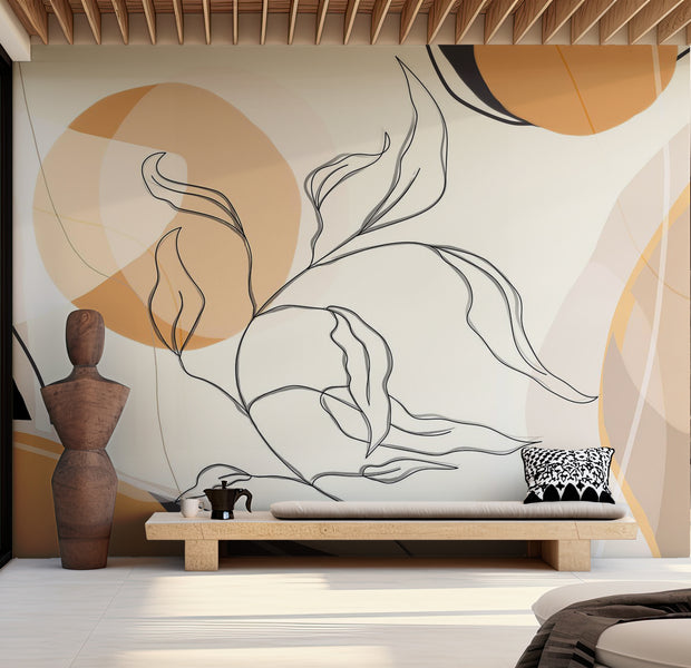 Abstract Wallpaper Wall Mural - Modern Line Landscape 39"Wx27"H / Standard