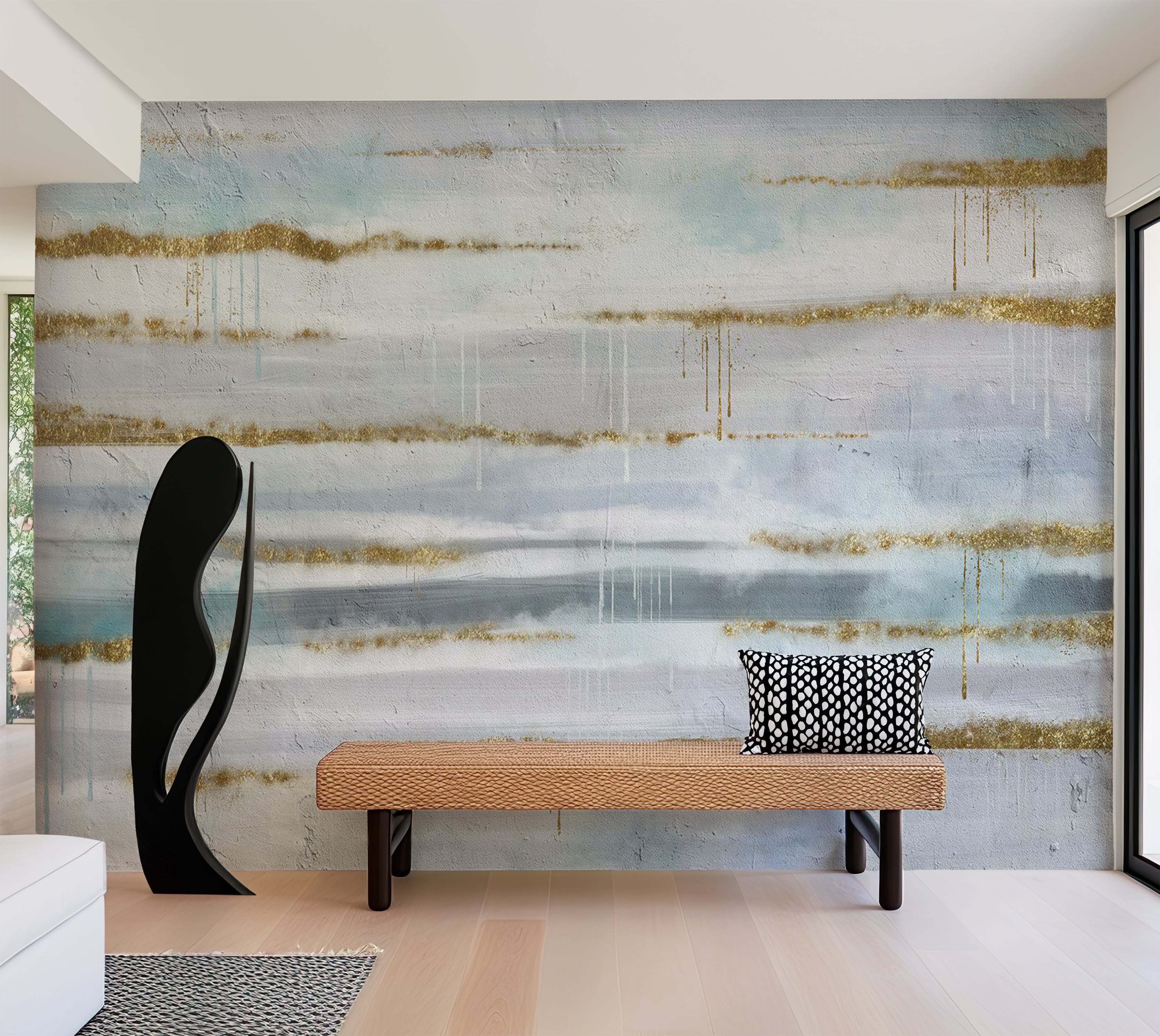 Surface Texture Wallpaper Wall Mural - Modern Gold Sparkle Wall 39"Wx27"H / Standard