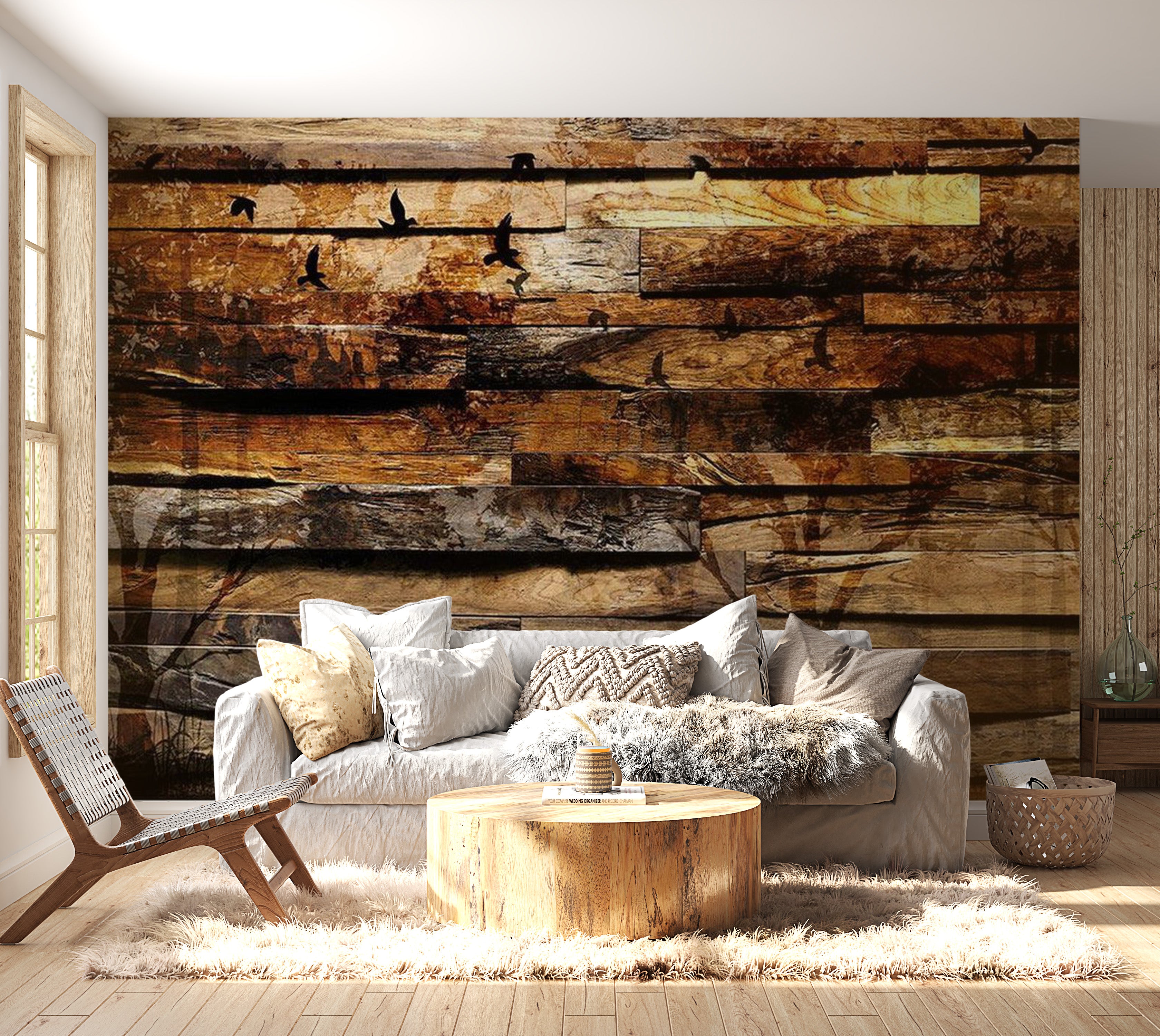 Background & Patterns Wallpaper Wall Mural - Reflection Of Nature On Wood 39"Wx27"H