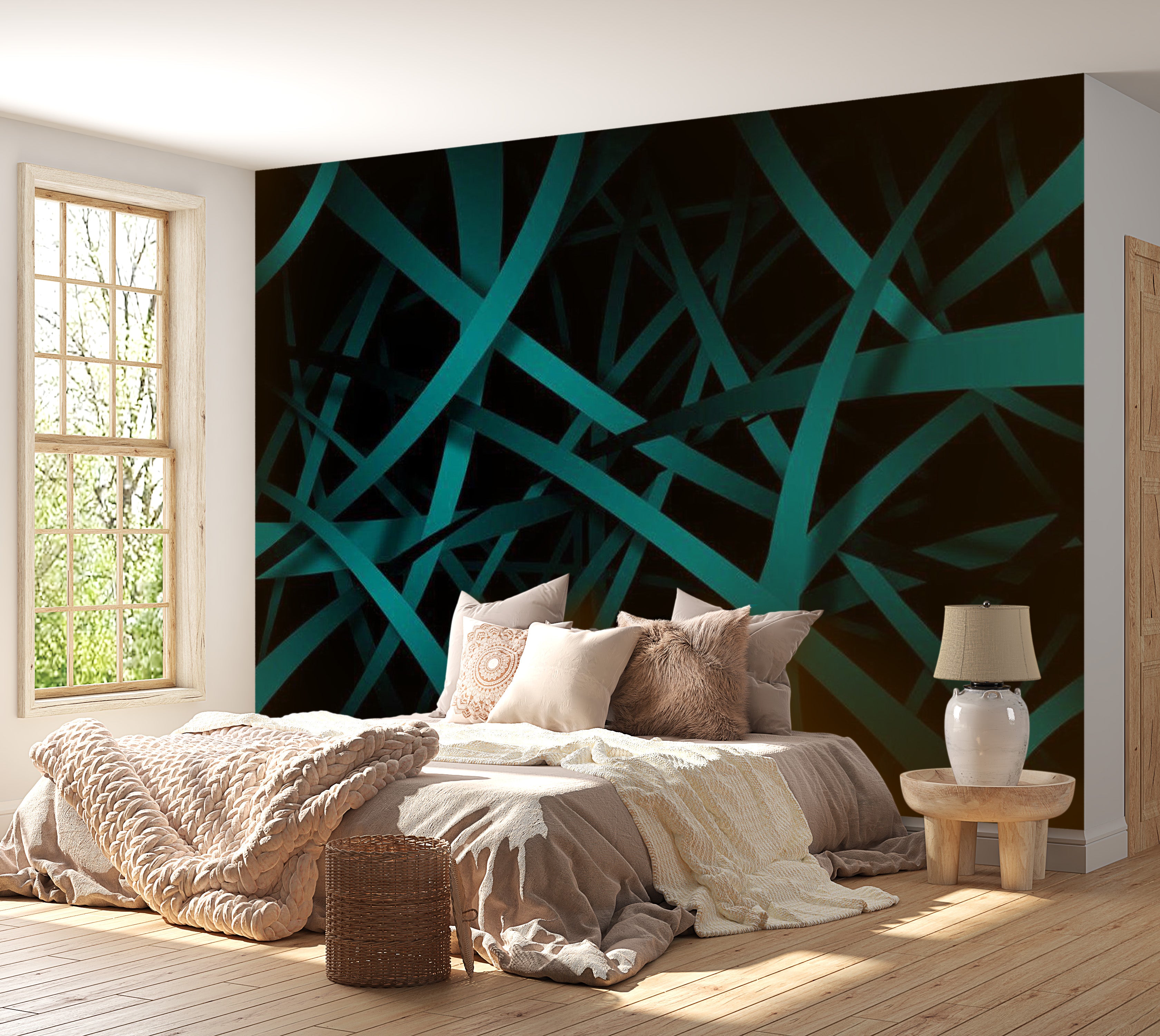 Abstract Wallpaper Wall Mural - Dark Background 39"Wx27"H