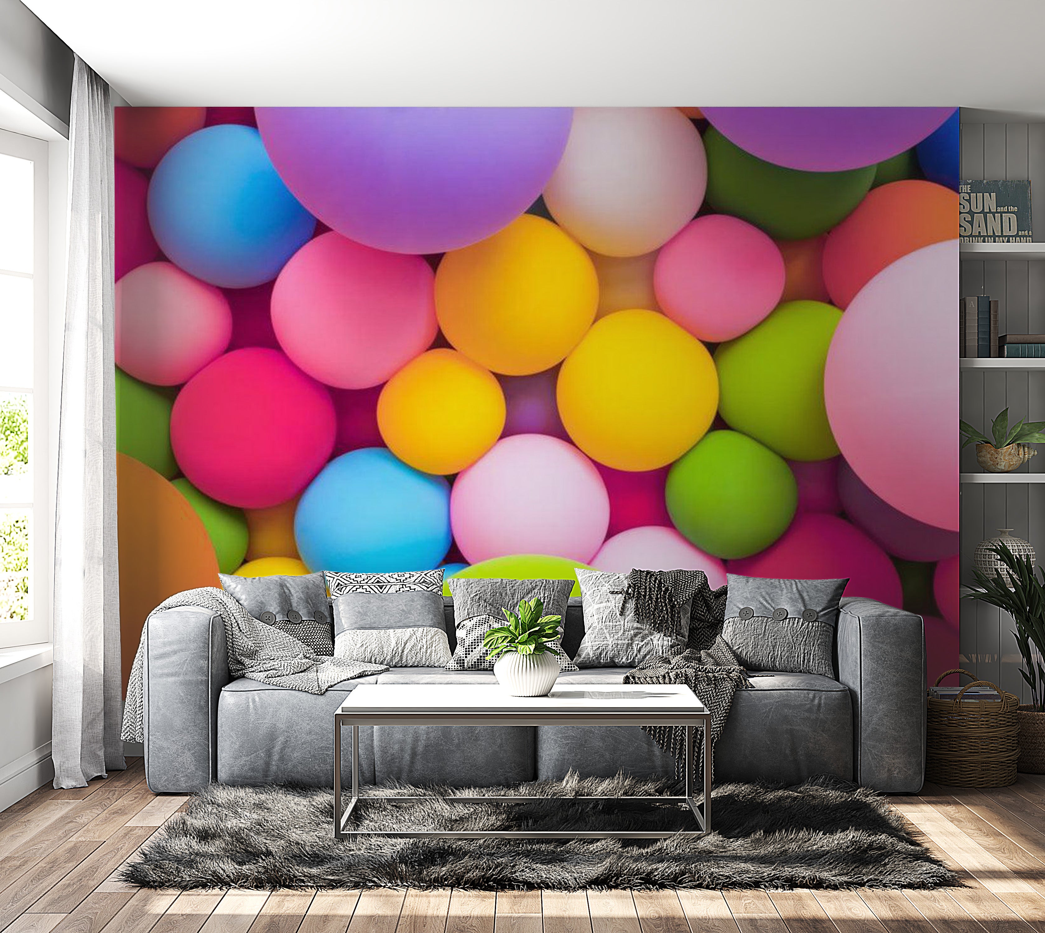 Abstract Wallpaper Wall Mural - Colourful Balls 39"Wx27"H