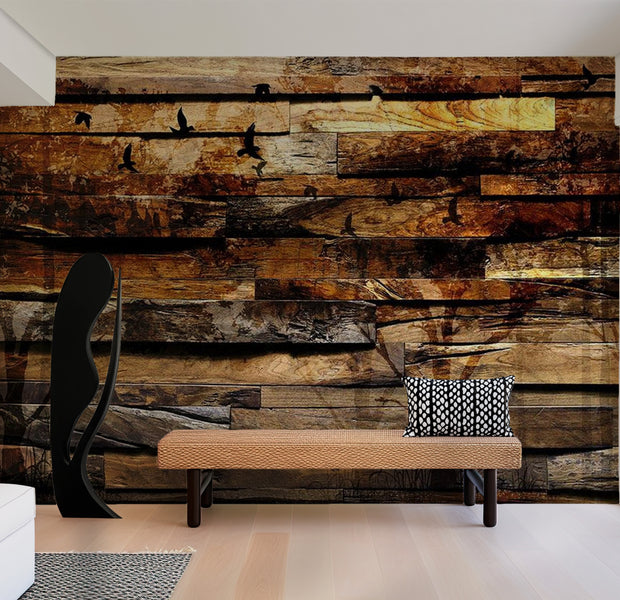 Background & Patterns Wallpaper Wall Mural - Reflection Of Nature On Wood 39"Wx27"H