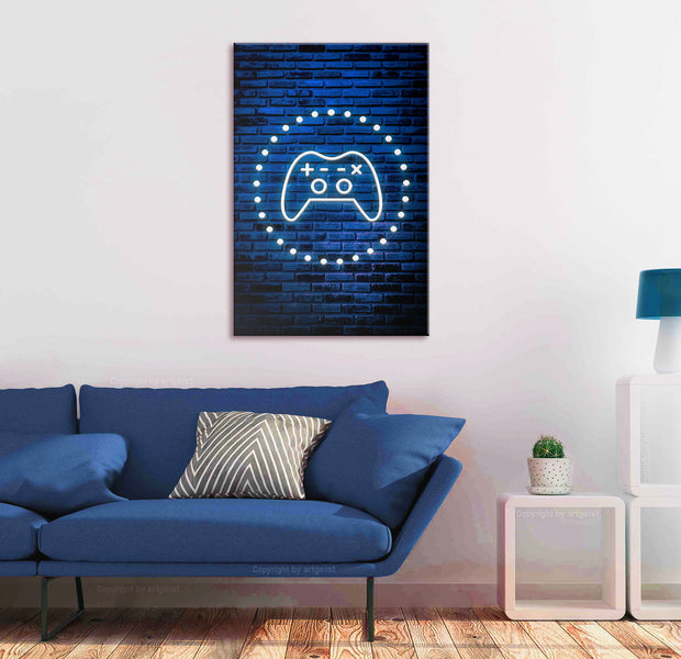Retro Canvas Wall Art - Neon Gamepad