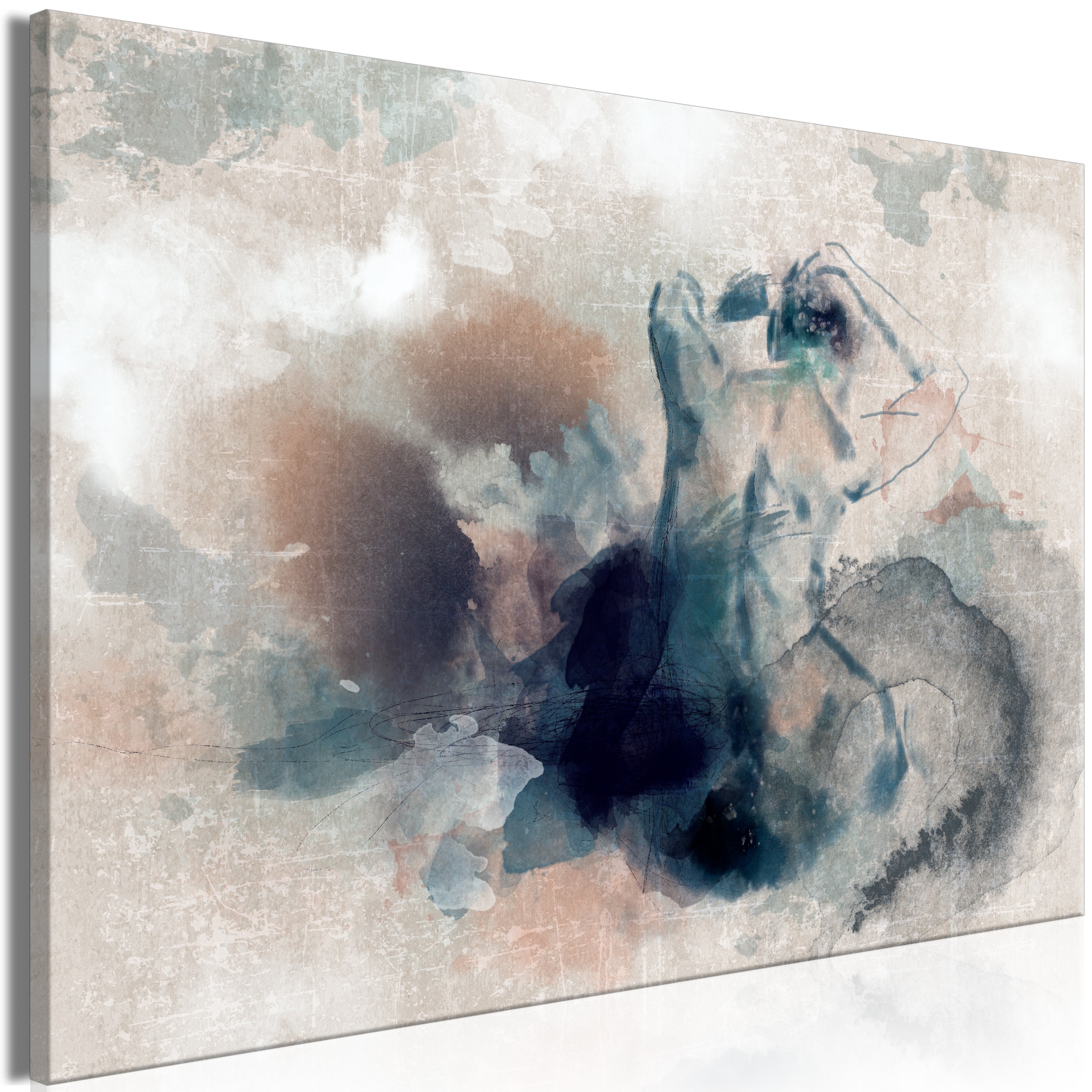 Abstract Canvas Wall Art - Thoughtful in Blue