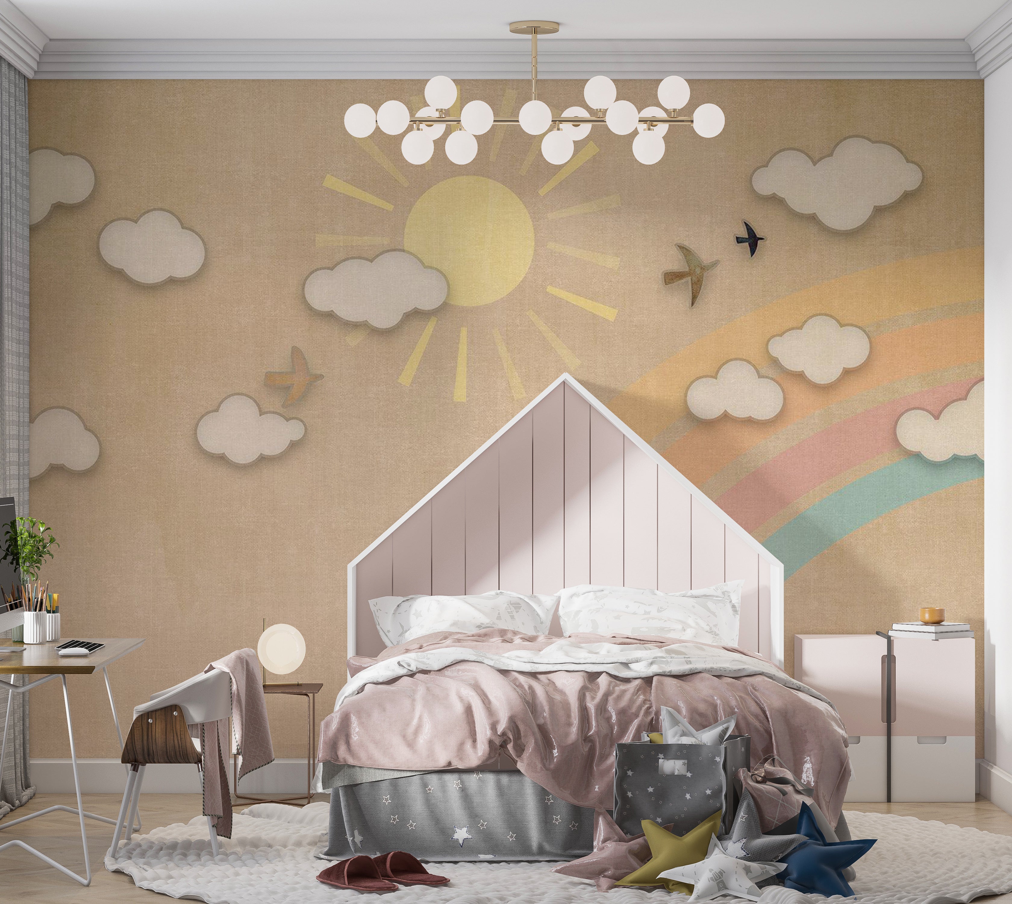 Kids Wallpaper Wall Mural - Aesthetic Rainbow Day 39"Wx27"H / Standard