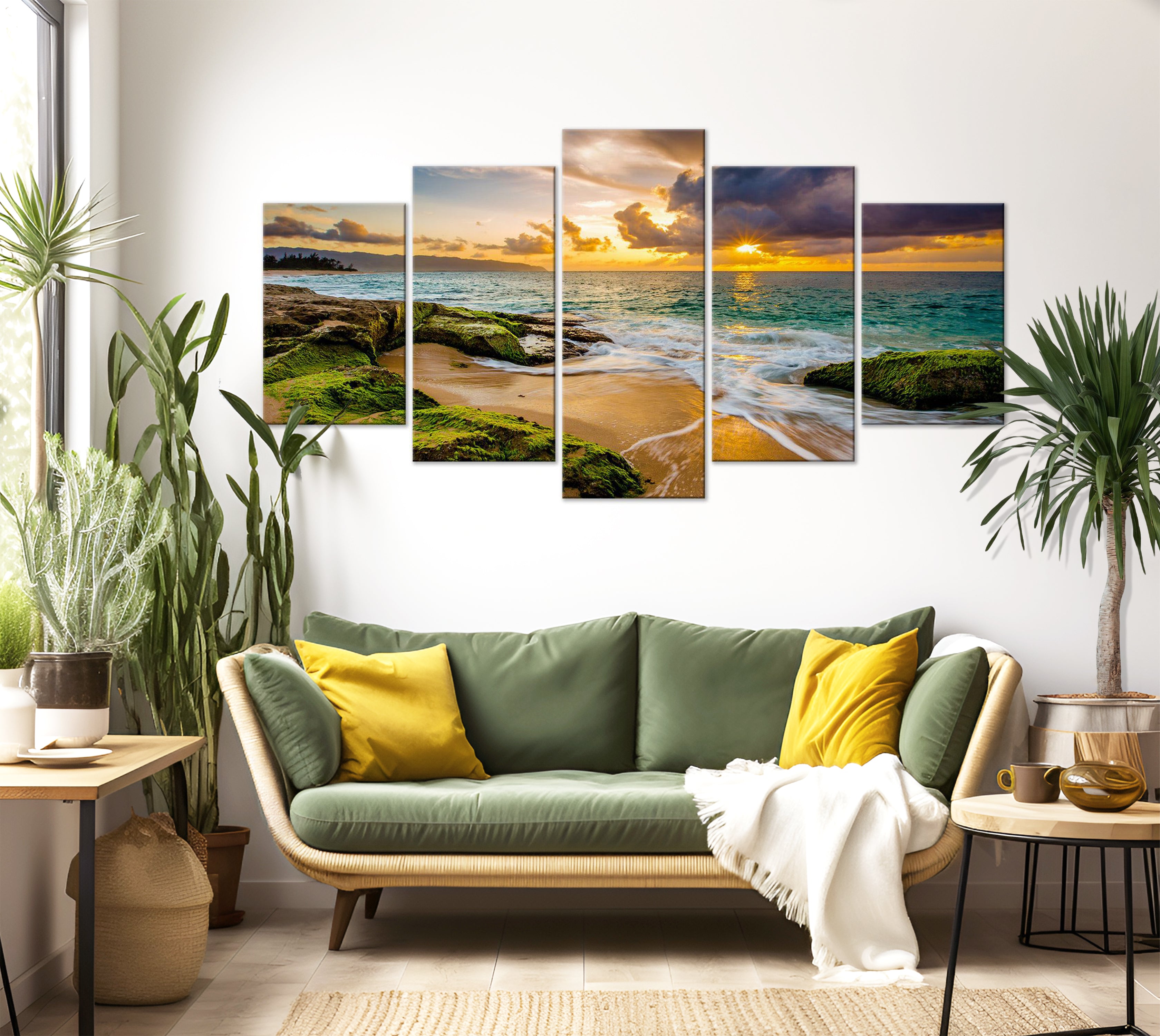 Stretched Canvas Landscape Art - Turquoise Sea 40"Wx20"H