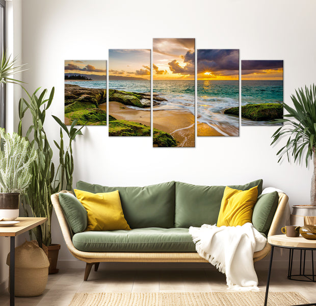 Stretched Canvas Landscape Art - Turquoise Sea 40"Wx20"H