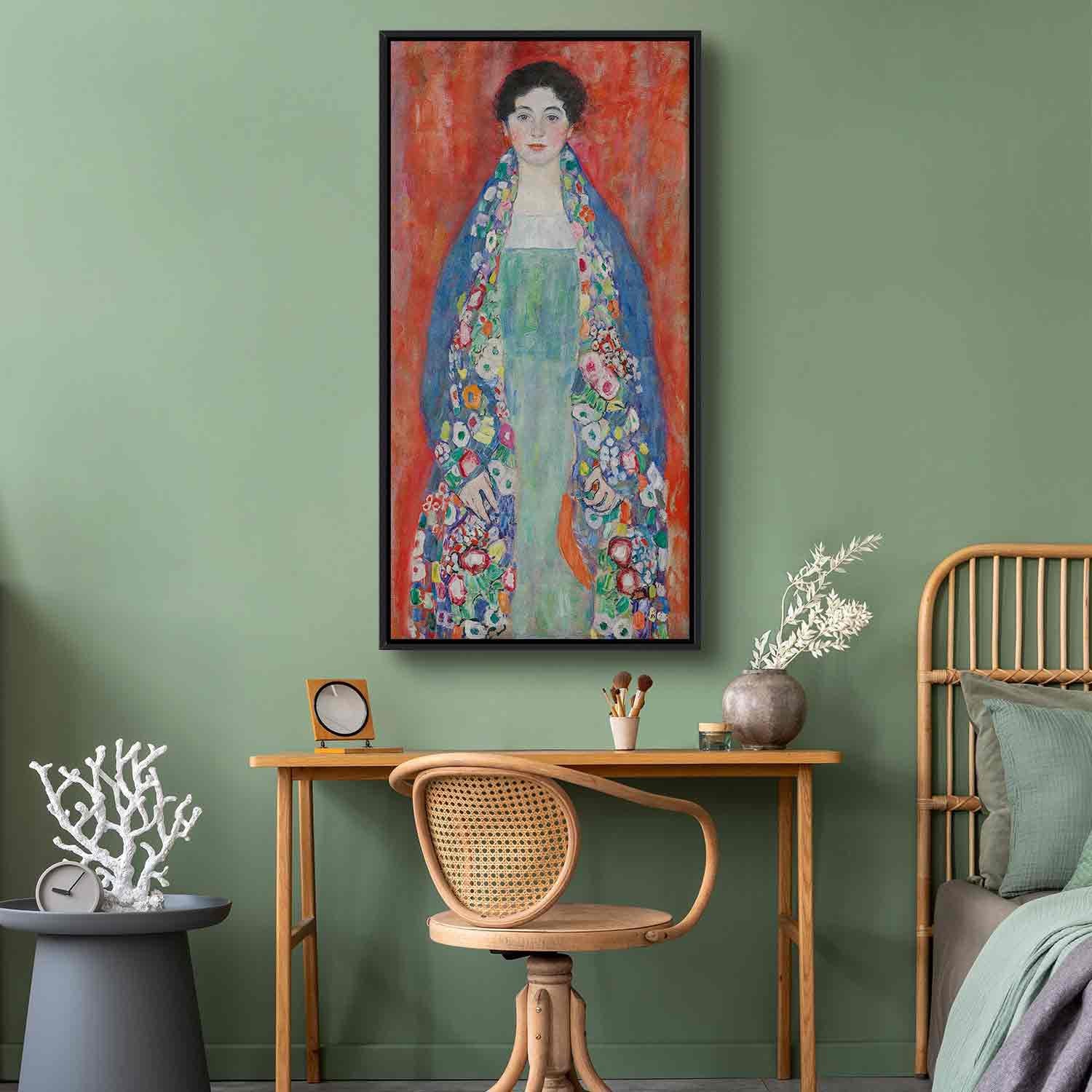 Floating Framed Canvas Art - Portrait of Fräulein Lieser - Gustav Klimt