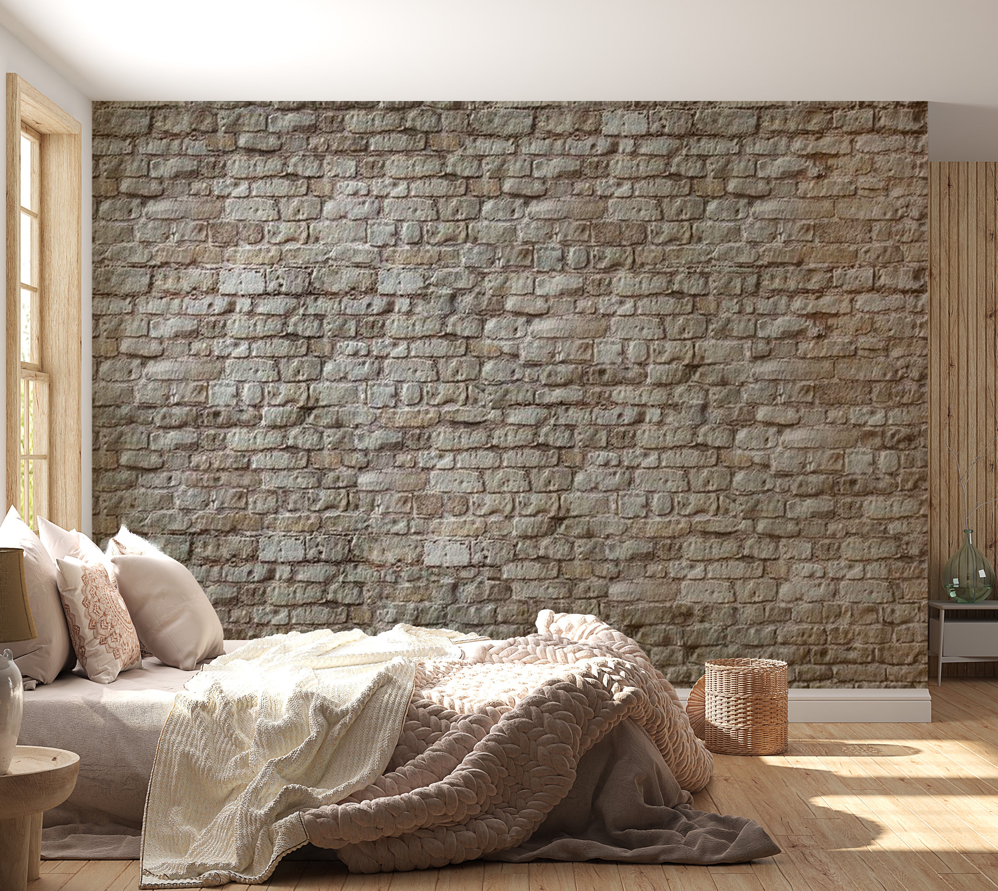 Background & Patterns Wallpaper Wall Mural - Exposed Weathered Brick Wall 39"Wx27"H