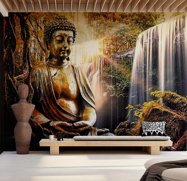 Zen Wallpaper Wall Mural - Waterfall Buddha Mix