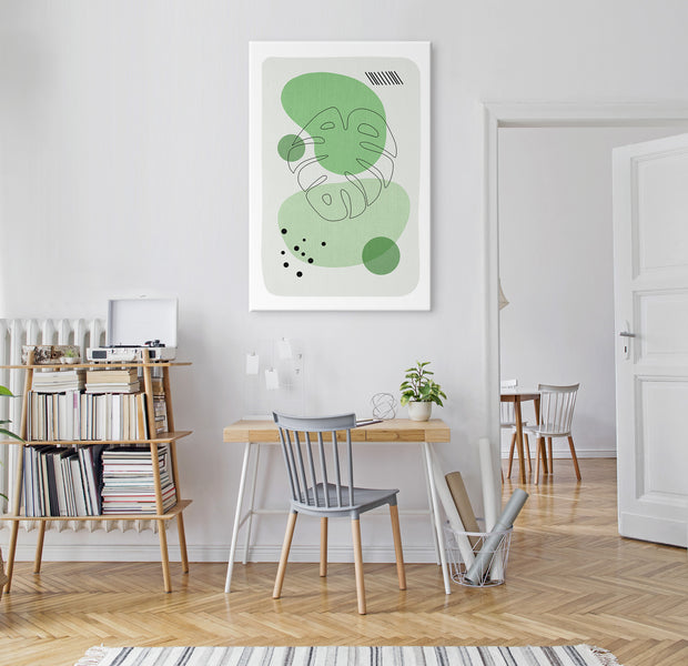 Abstract Canvas Wall Art - Green Aesthetics of Monstera