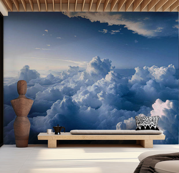 Peel & Stick Landscape Wall Mural - Fluffy Cloud Formations 38"Wx27"H