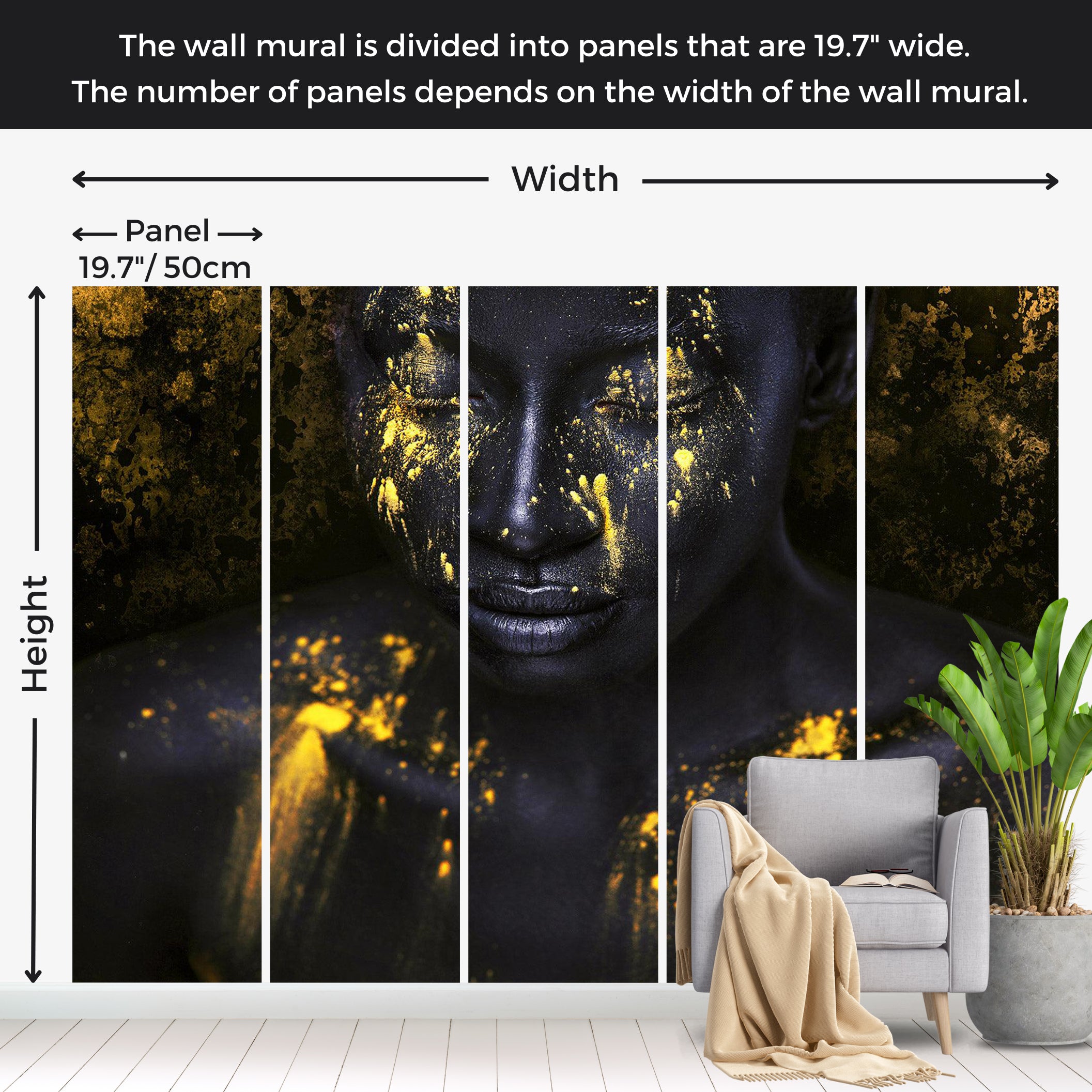 Abstract Wallpaper Wall Mural - Bathed in Gold 39"Wx27"H / Standard