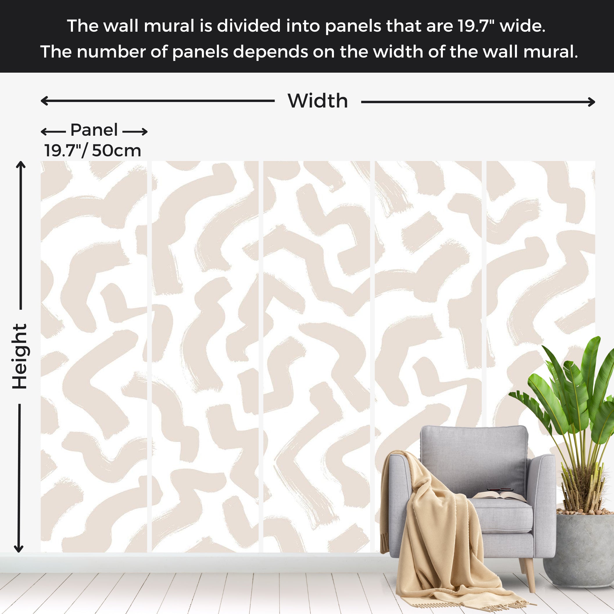 Abstract Wallpaper Wall Mural - Beige Organic Shapes 39"Wx27"H / Standard