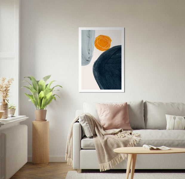 Blue Orange Shapes Abstract Poster 03