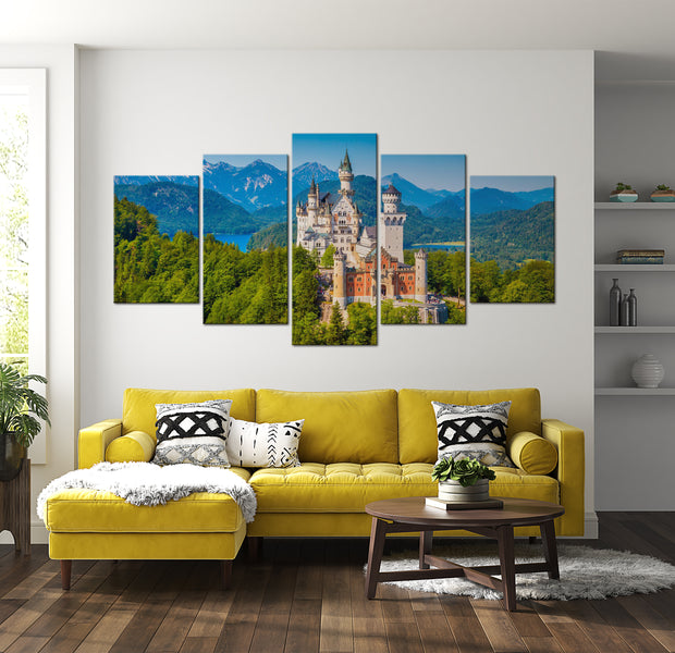 Stretched Canvas Landscape Art - Castle In The Mountains 40"Wx20"H