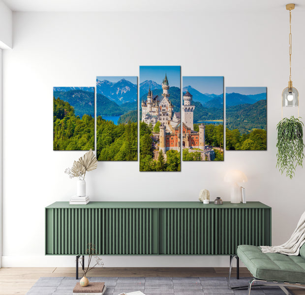 Stretched Canvas Landscape Art - Castle In The Mountains 40"Wx20"H