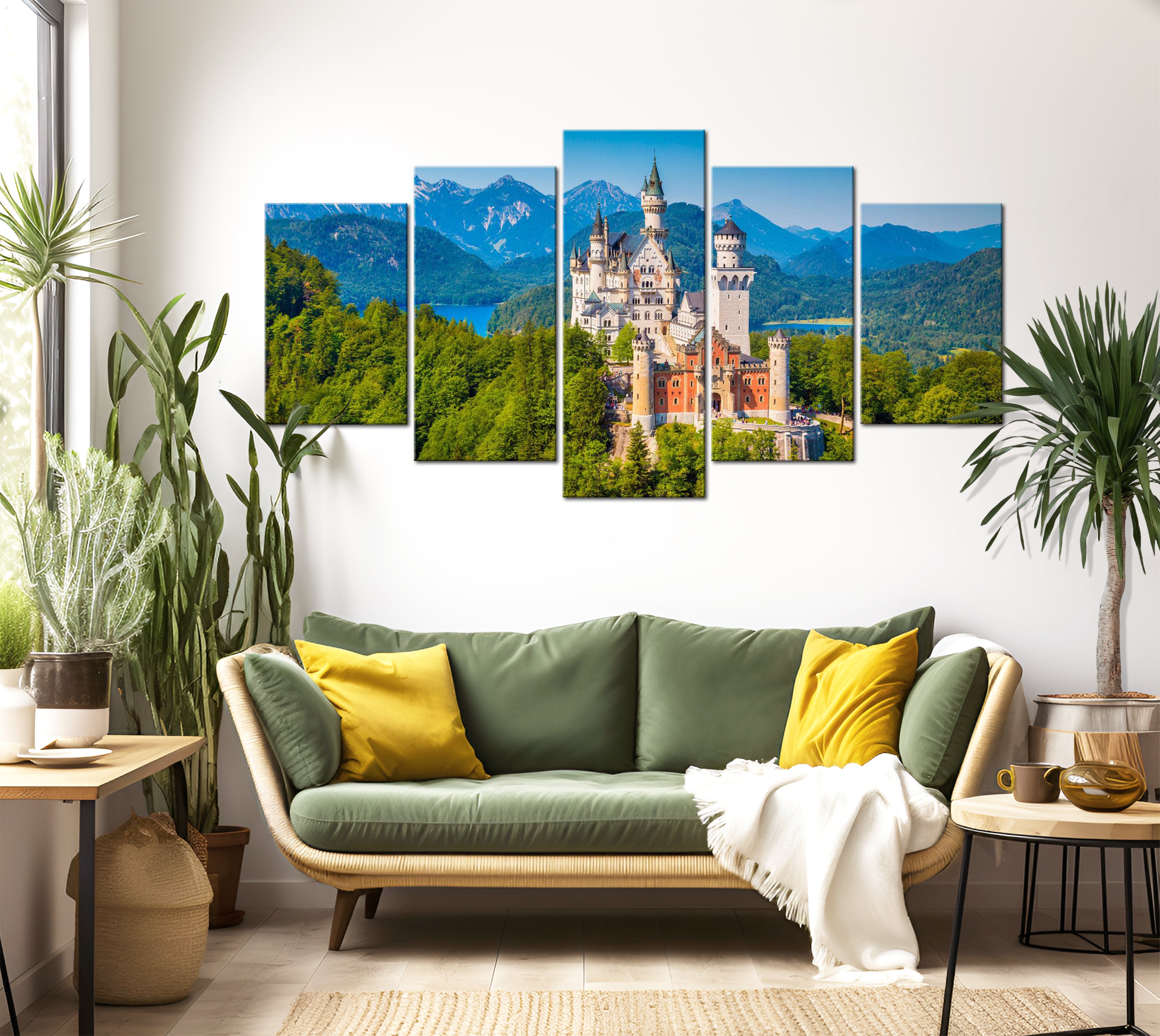 Stretched Canvas Landscape Art - Castle In The Mountains 40"Wx20"H