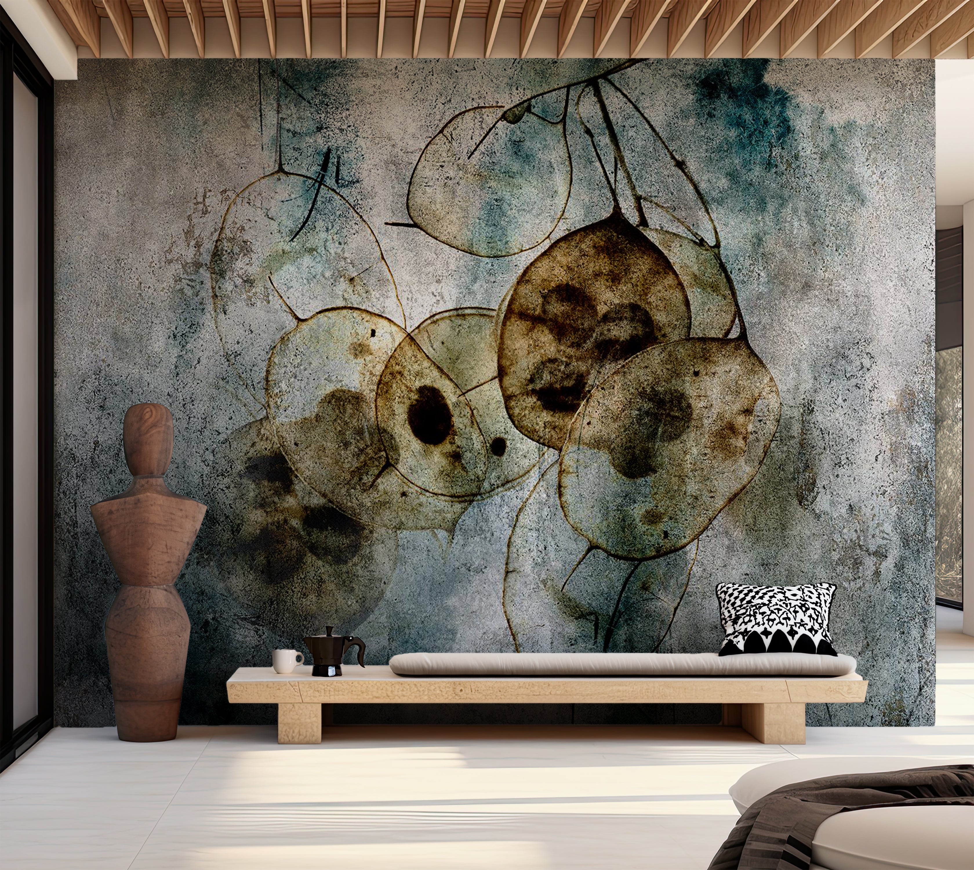 Abstract Wallpaper Wall Mural - Nature and Lunaria 39"Wx27"H / Standard