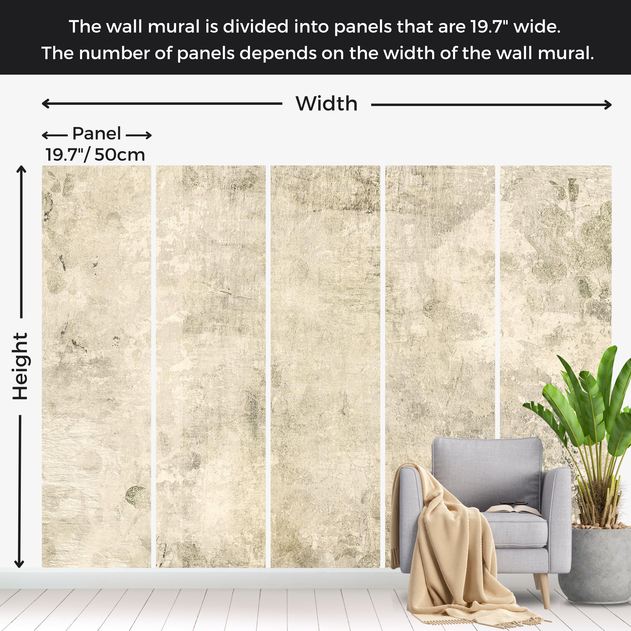 Abstract Wallpaper Wall Mural - Boho Beige Grunge 39"Wx27"H / Standard