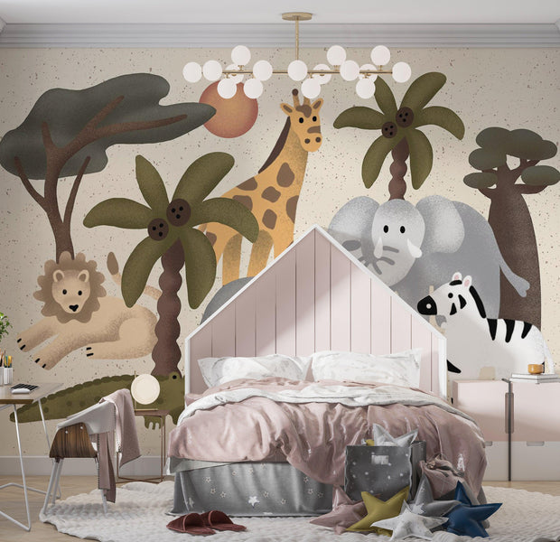 Kids Wallpaper Wall Mural - Jungle Animals