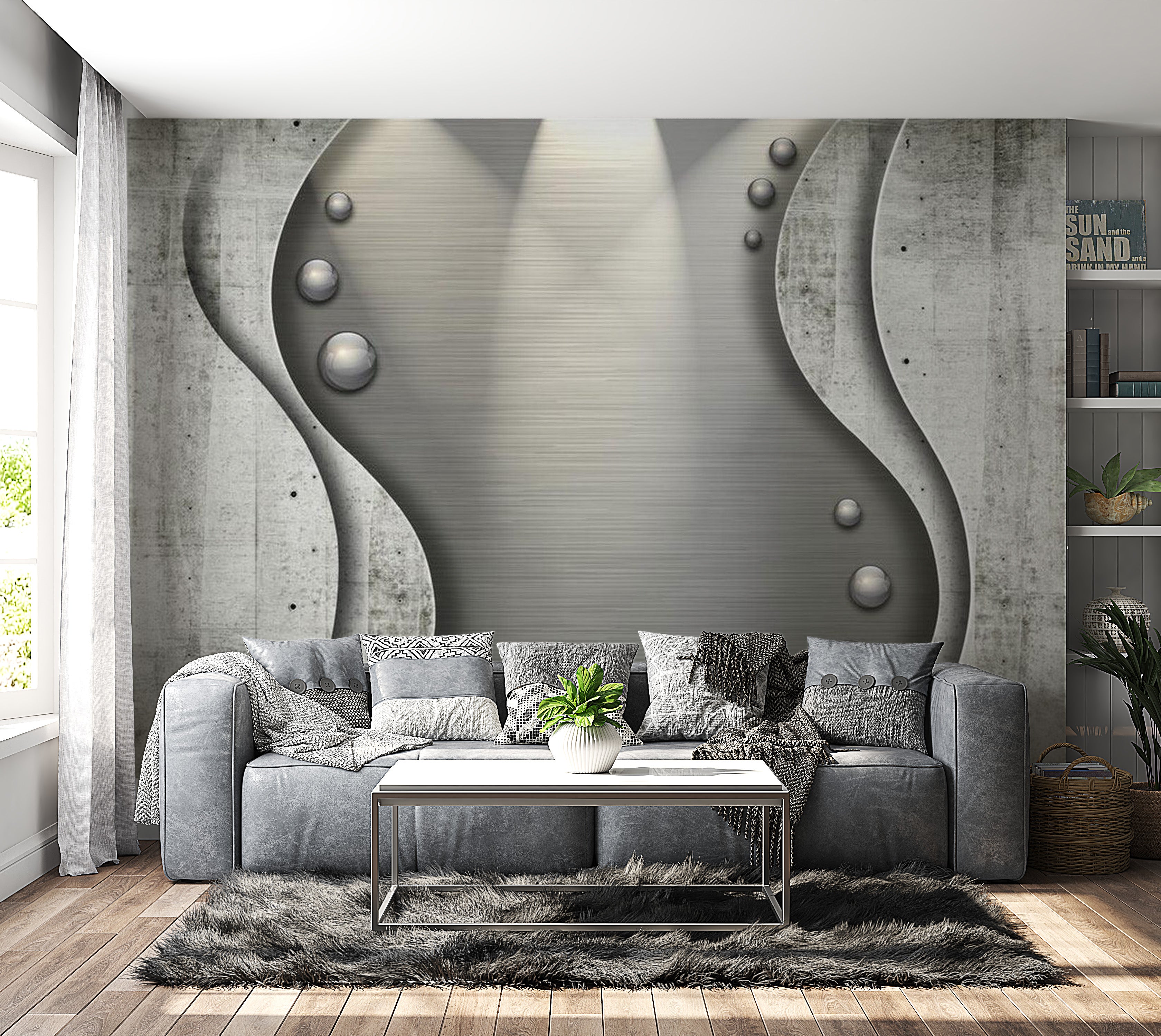 Background & Patterns Wallpaper Wall Mural - Concrete Metal Fantasy Wall 39"Wx27"H