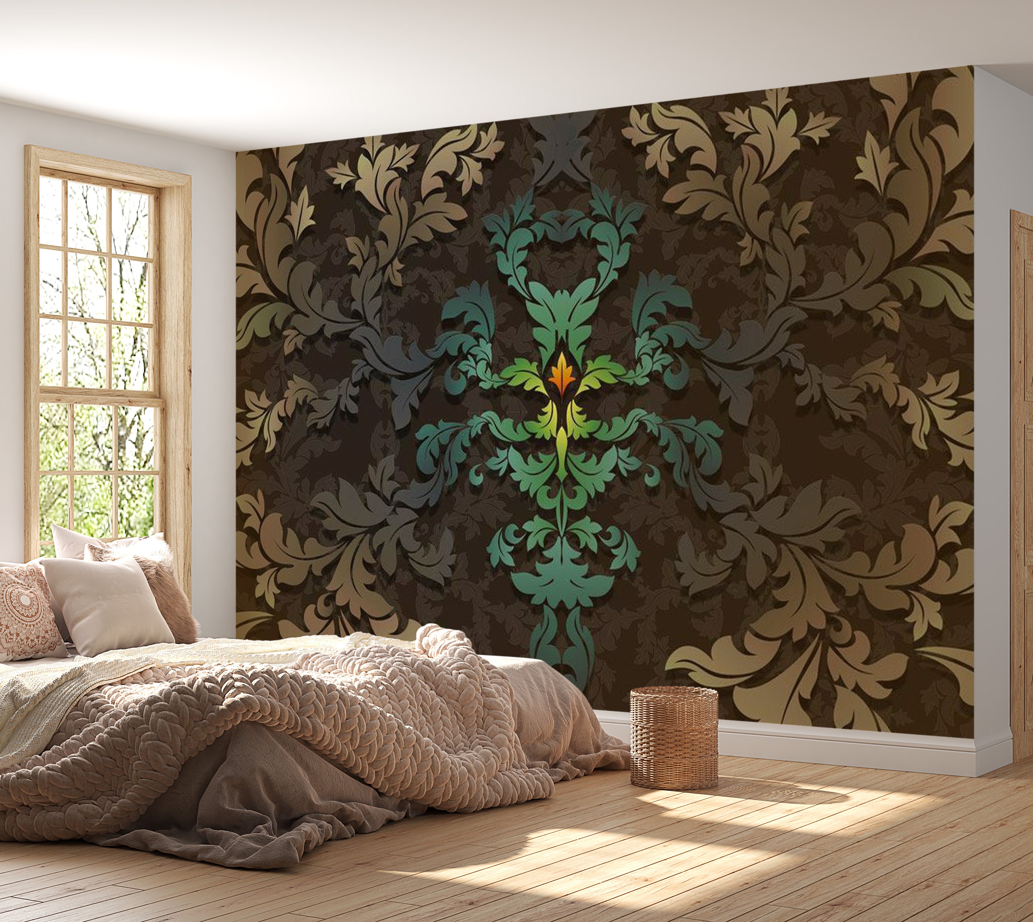 Abstract Wallpaper Wall Mural - Dancing Leaves 39"Wx27"H