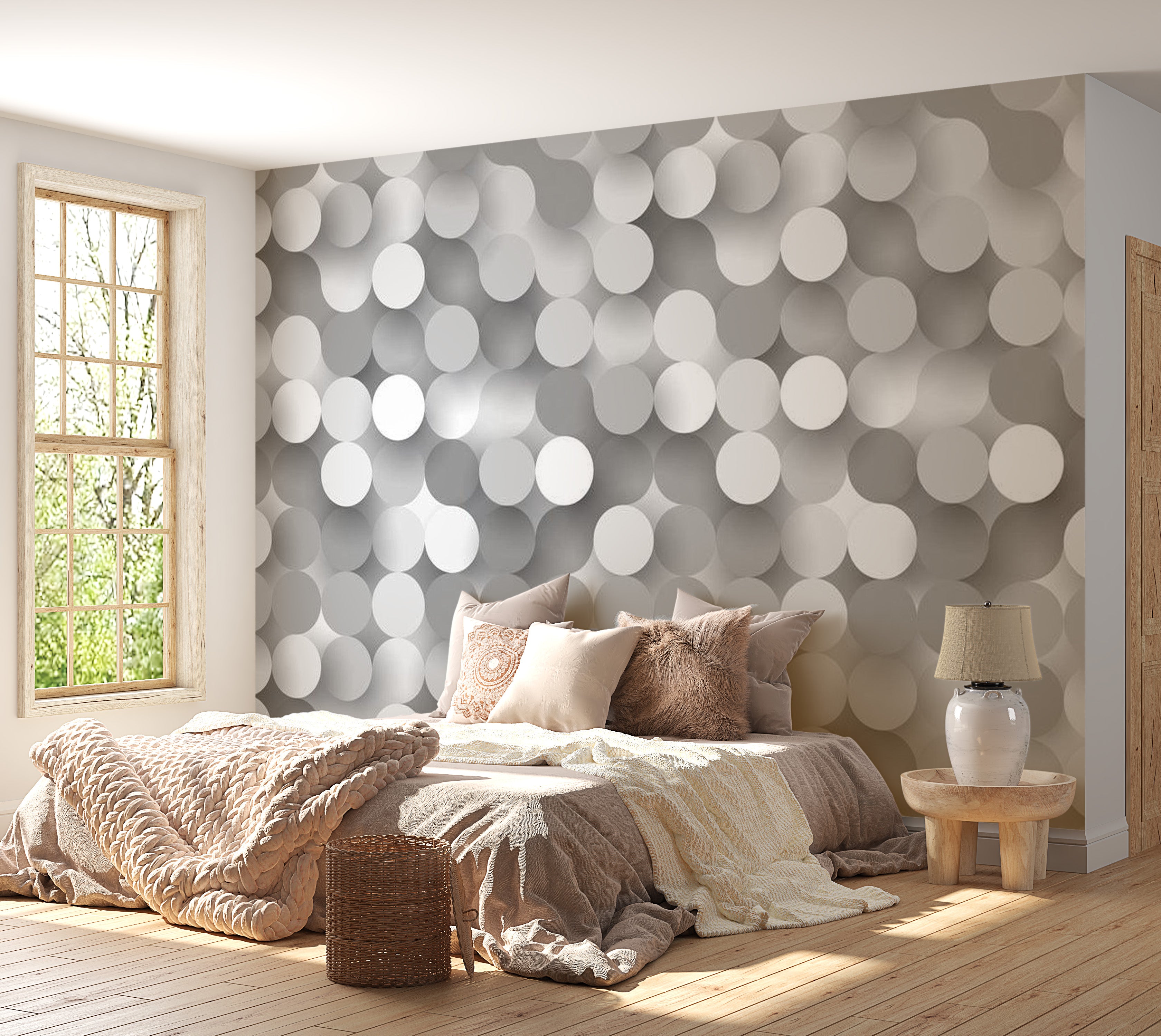 Abstract Wallpaper Wall Mural - Silver Net 39"Wx27"H