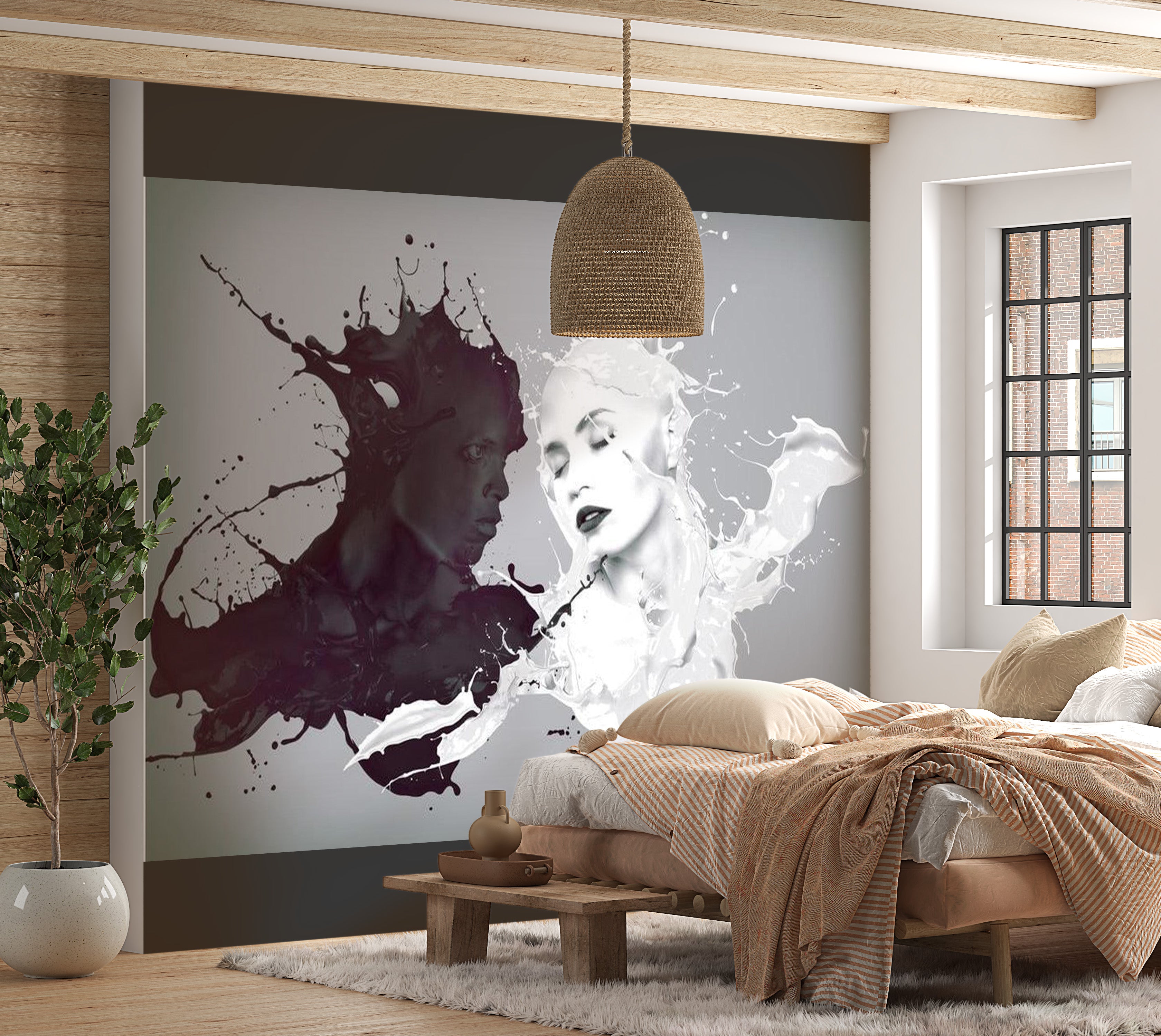 Abstract Wallpaper Wall Mural - Opposites Attract 118"Wx90"H