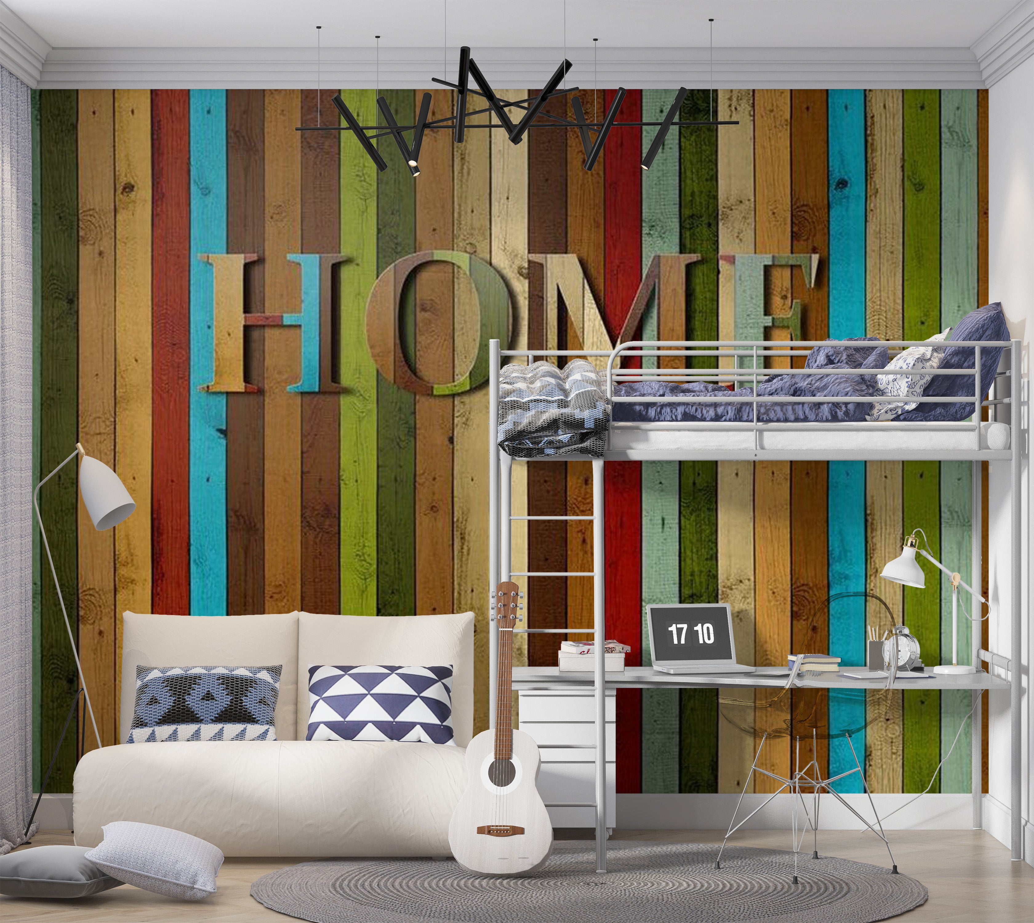 Background & Patterns Wallpaper Wall Mural - Home Mixed Wooden Planks 118"Wx90"H