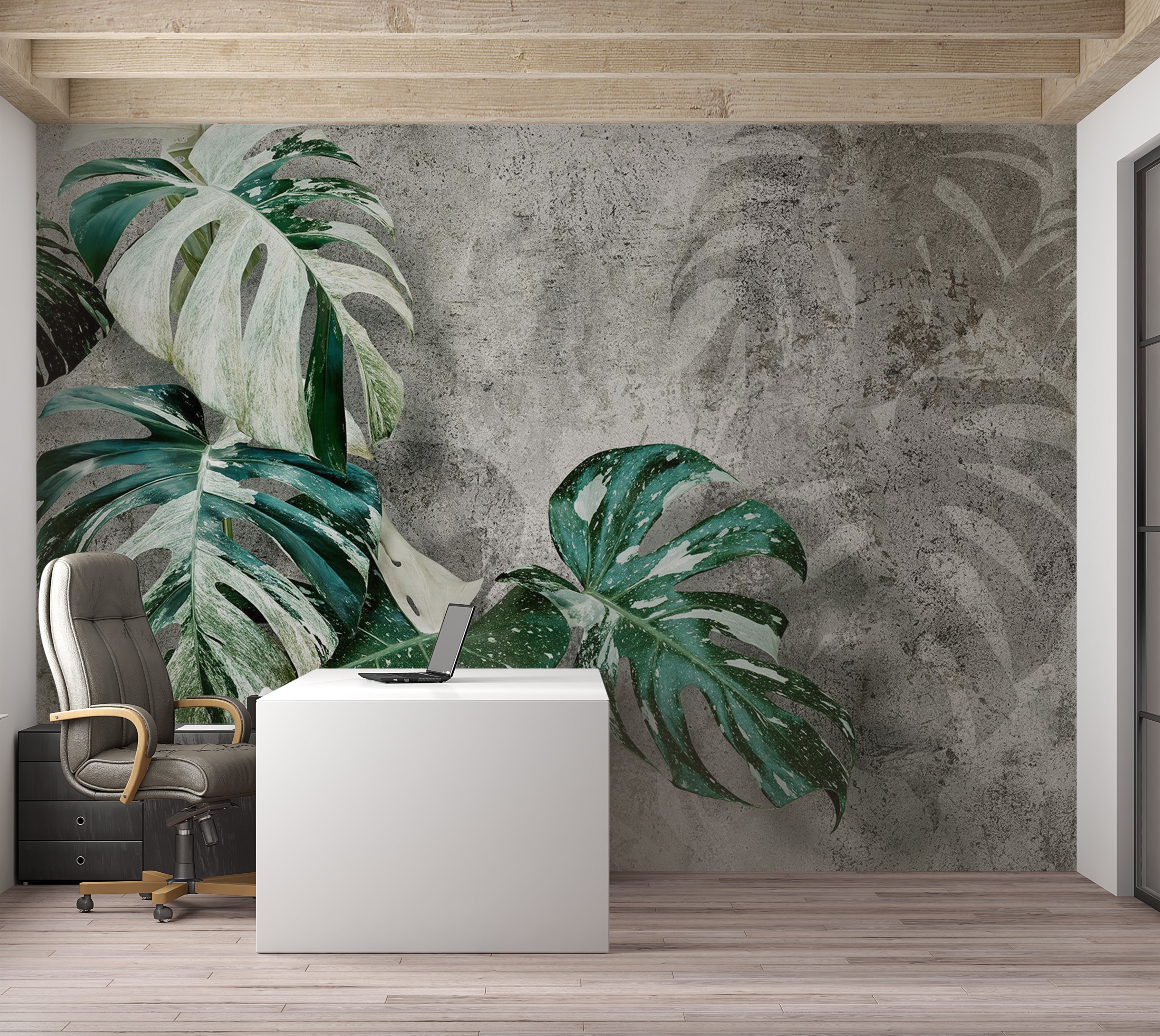 Botanical Wallpaper Wall Mural - Modern Monstera 39"Wx27"H / Standard