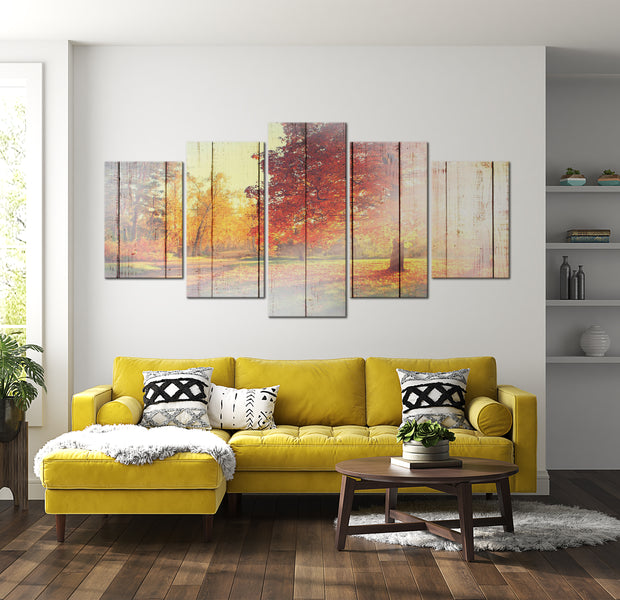 Stretched Canvas Landscape Art - Autumn Sun 40"Wx20"H