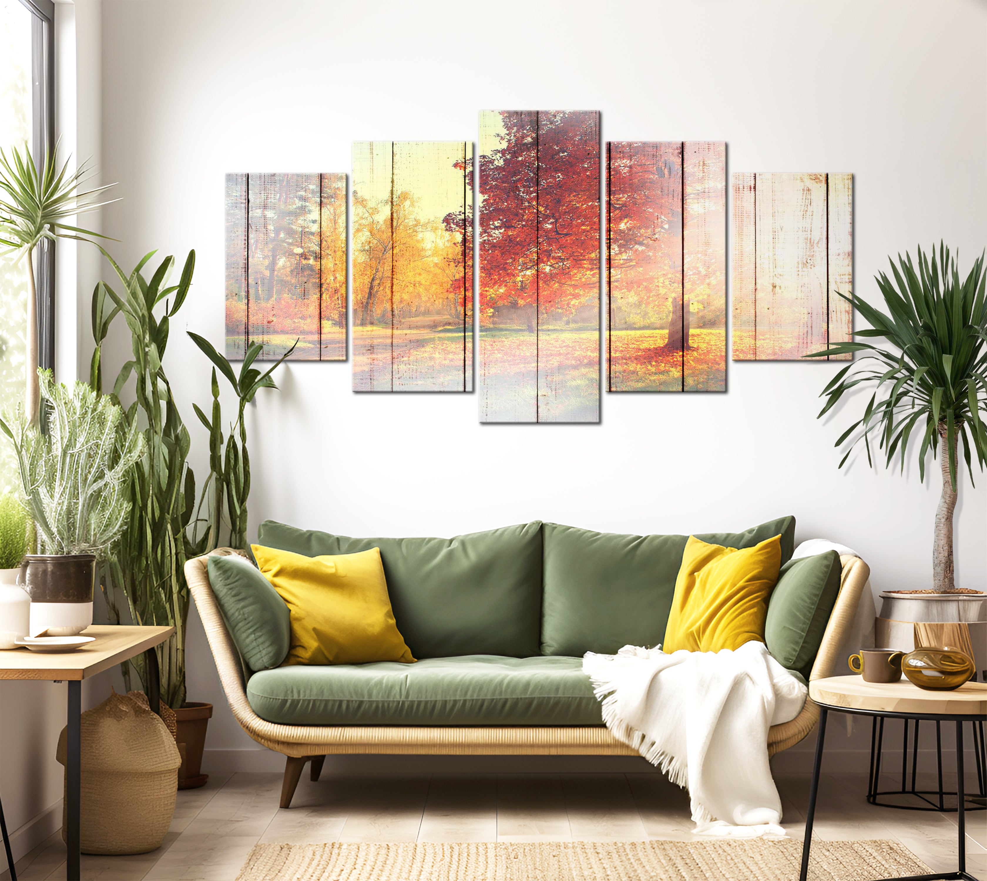 Stretched Canvas Landscape Art - Autumn Sun 40"Wx20"H