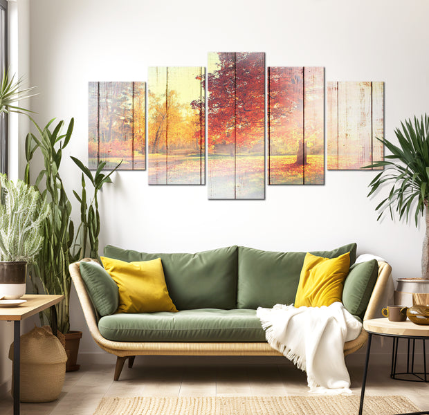 Stretched Canvas Landscape Art - Autumn Sun 40"Wx20"H