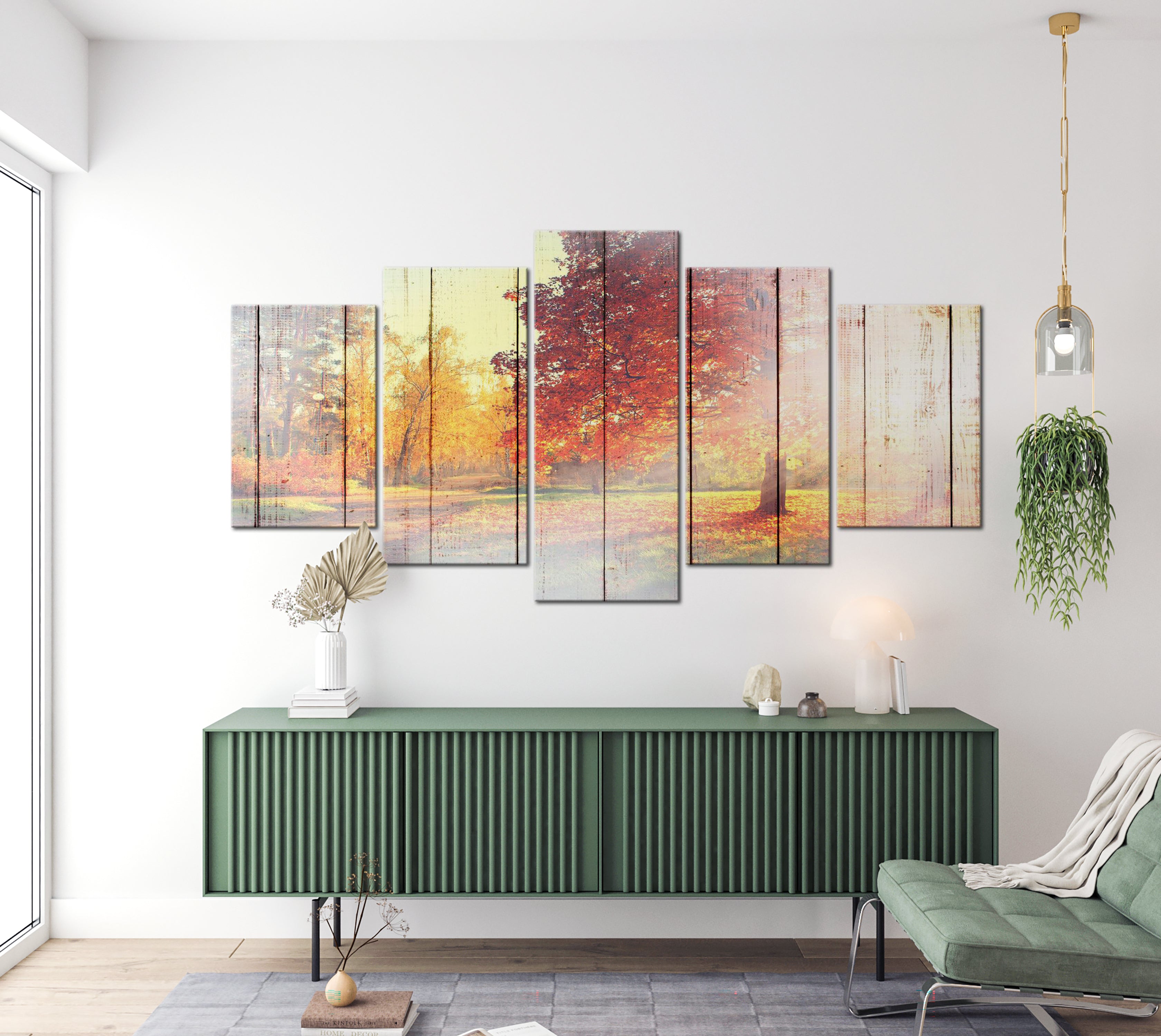 Stretched Canvas Landscape Art - Autumn Sun 40"Wx20"H