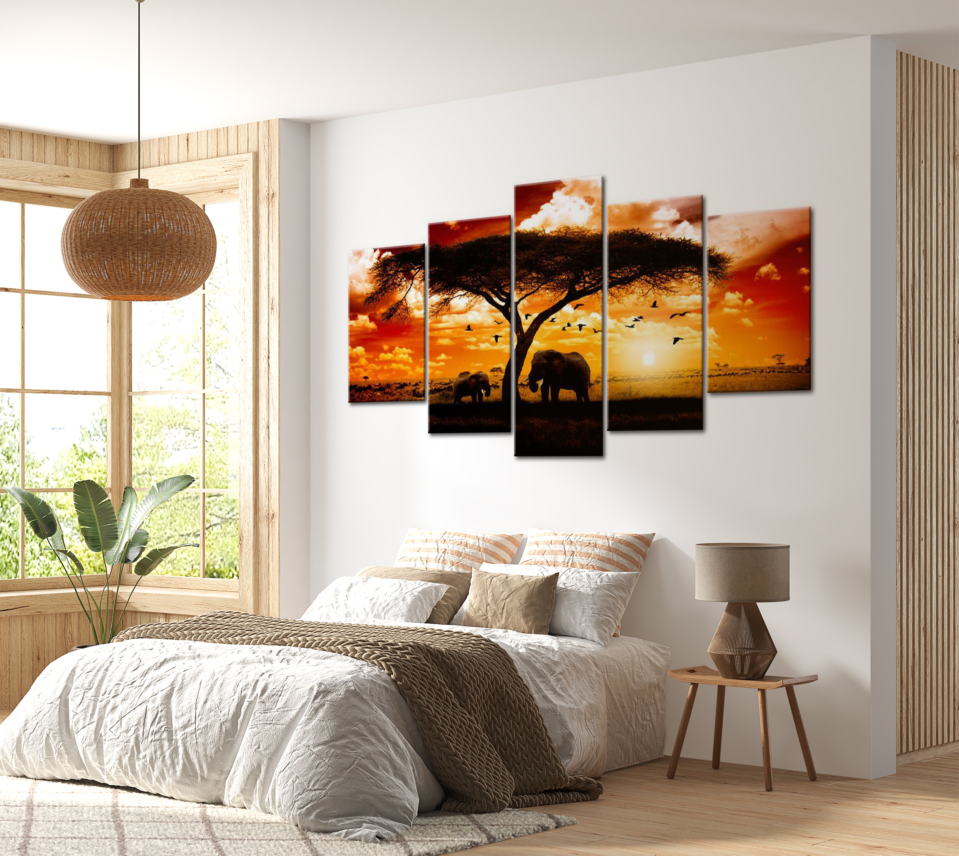 Stretched Canvas Landscape Art - The Savannah Sunset 40"Wx20"H