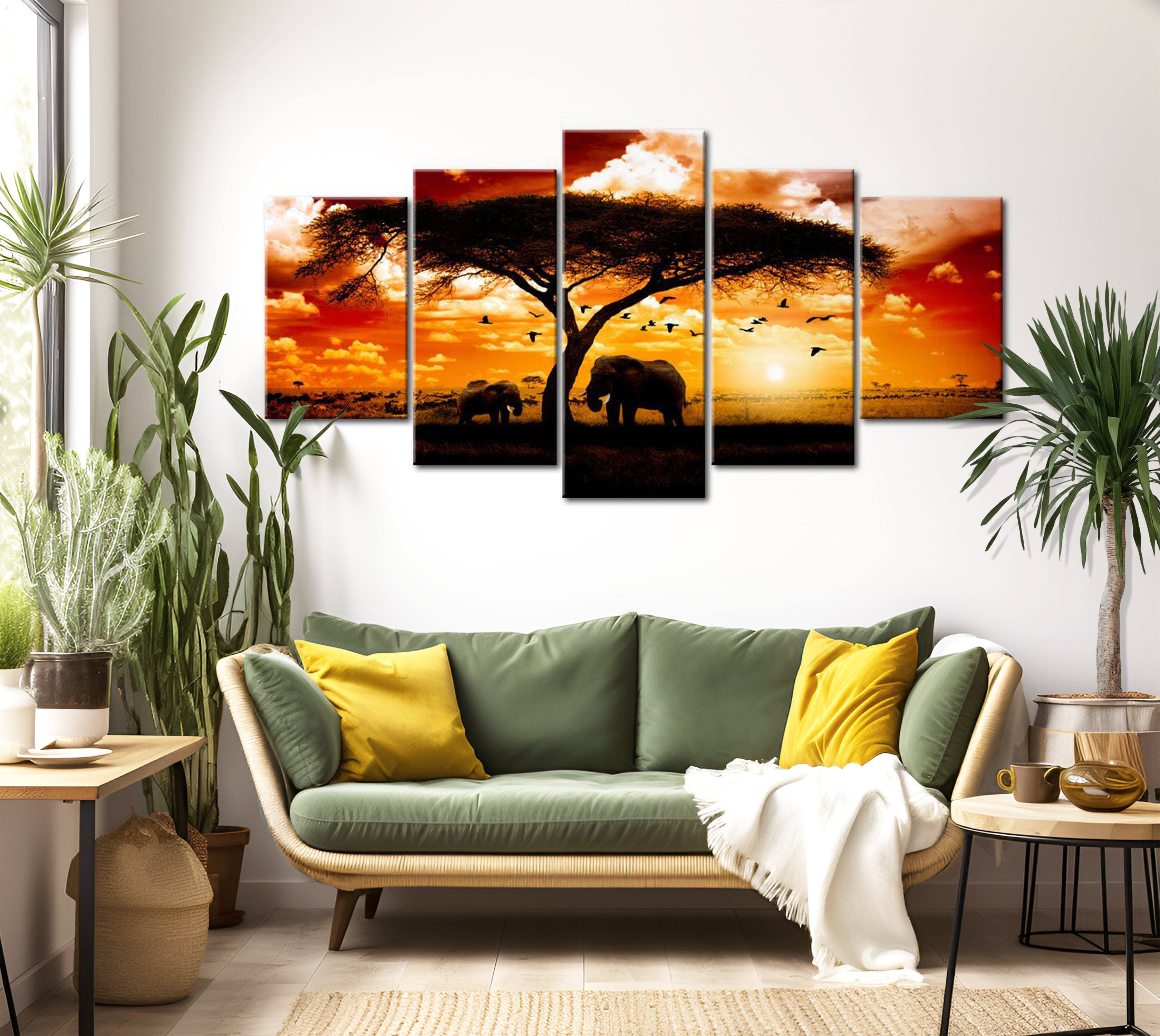 Stretched Canvas Landscape Art - The Savannah Sunset 40"Wx20"H