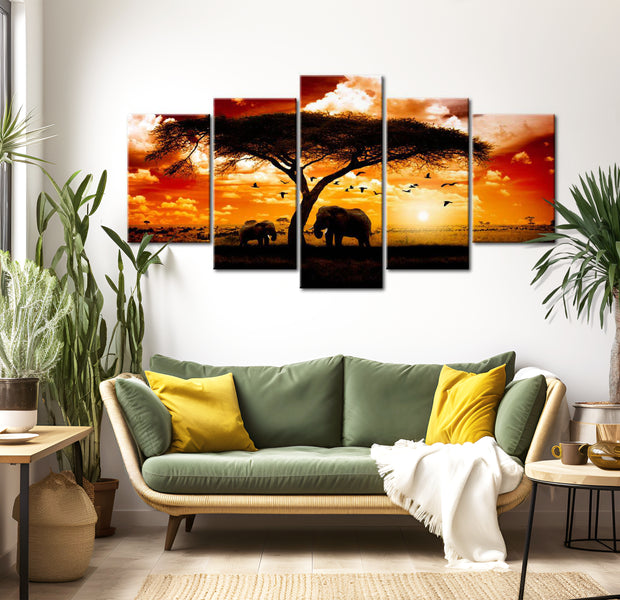 Stretched Canvas Landscape Art - The Savannah Sunset 40"Wx20"H