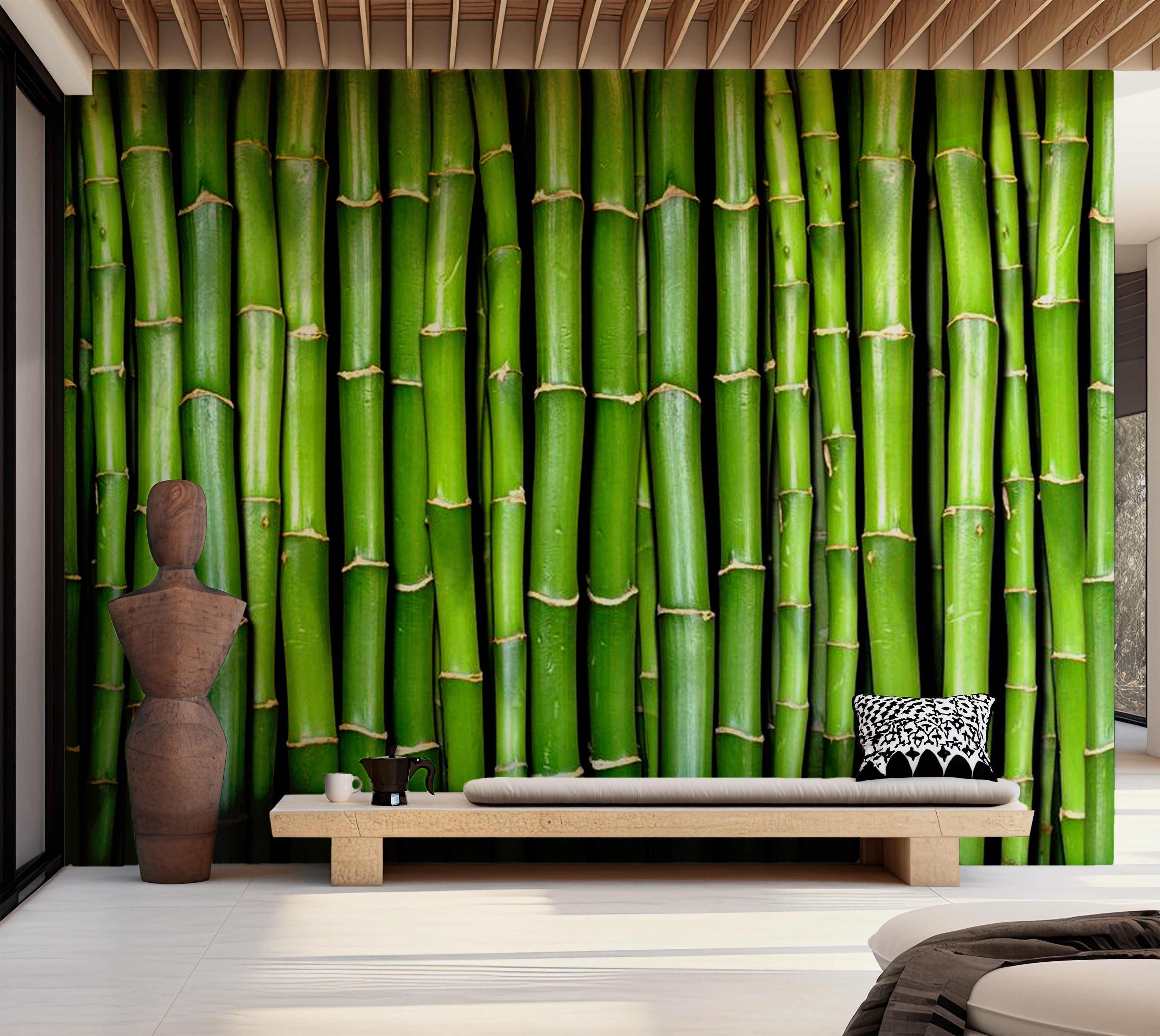 Zen Wallpaper Wall Mural - Bamboo Wall 118"Wx90"H