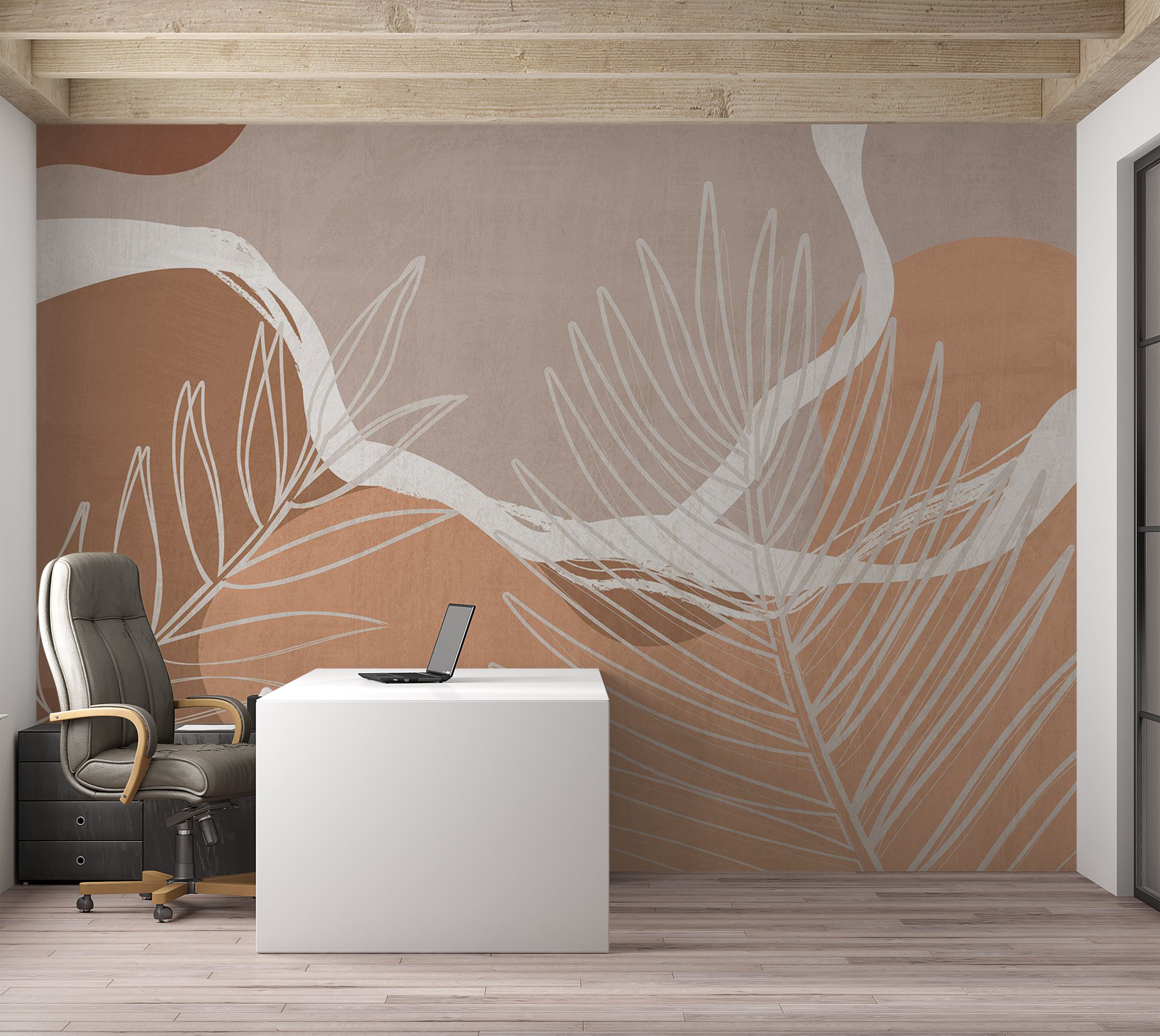 Botanical Wallpaper Wall Mural - Organic Shapes 39"Wx27"H / Standard