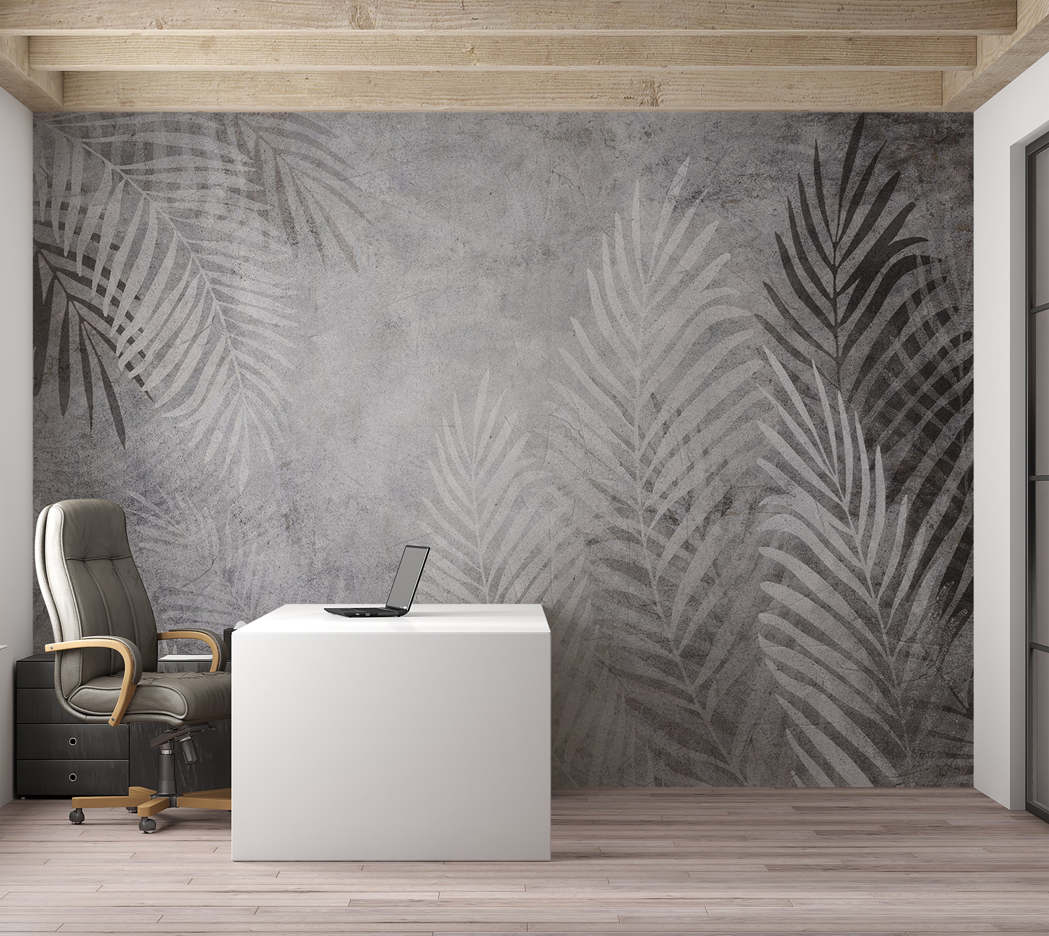 Botanical Wallpaper Wall Mural - Palm Leaves in The Dark 39"Wx27"H / Standard