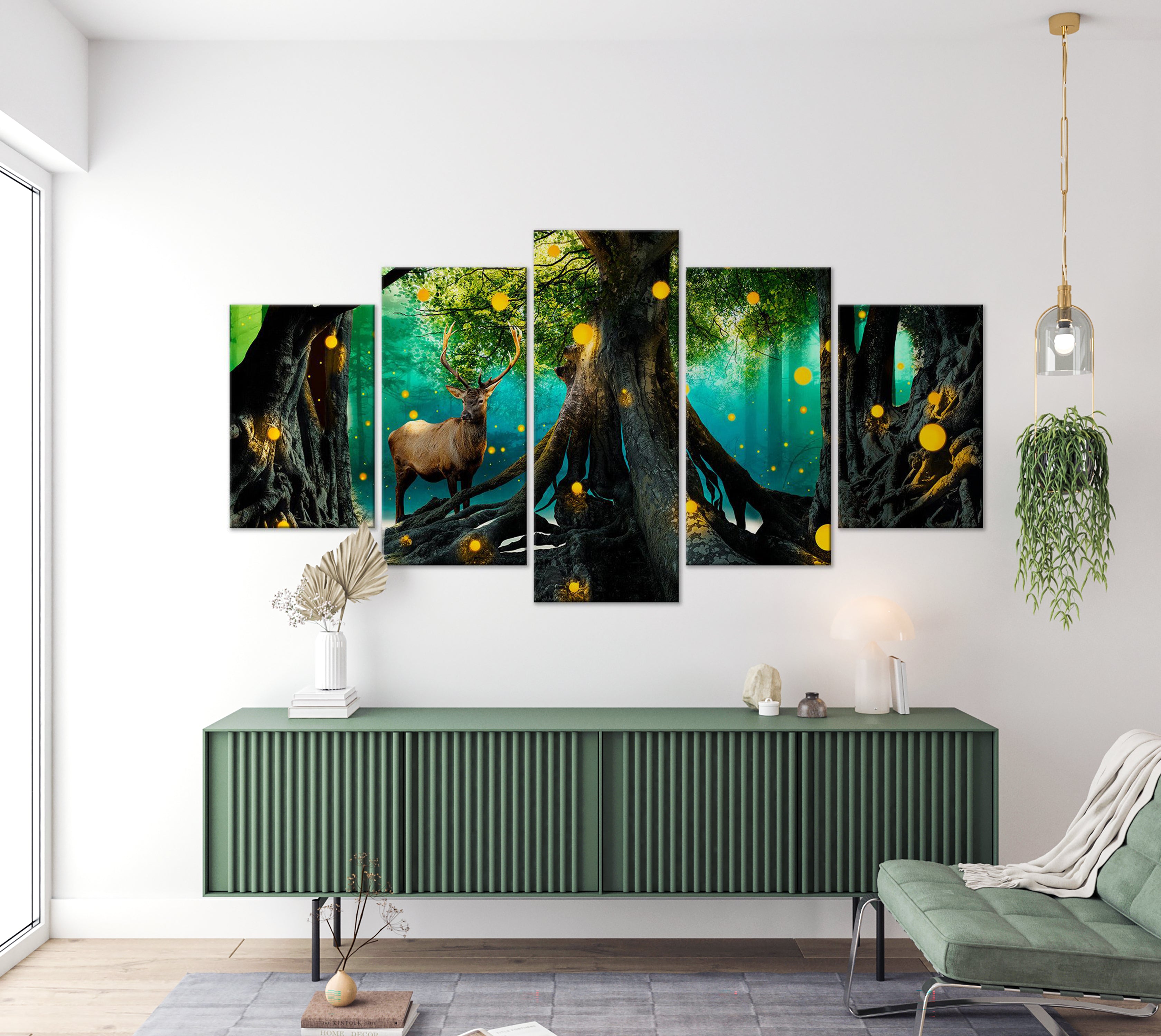 Stretched Canvas Landscape Art - Enchanted Forest 5 Piece 40"Wx20"H