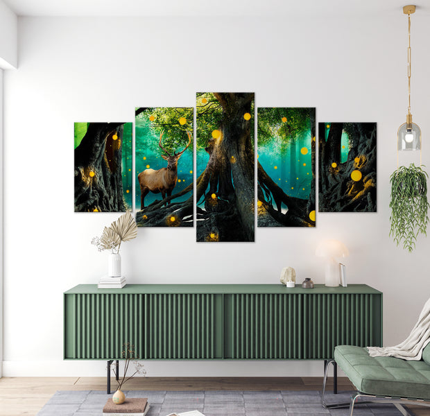 Stretched Canvas Landscape Art - Enchanted Forest 5 Piece 40"Wx20"H