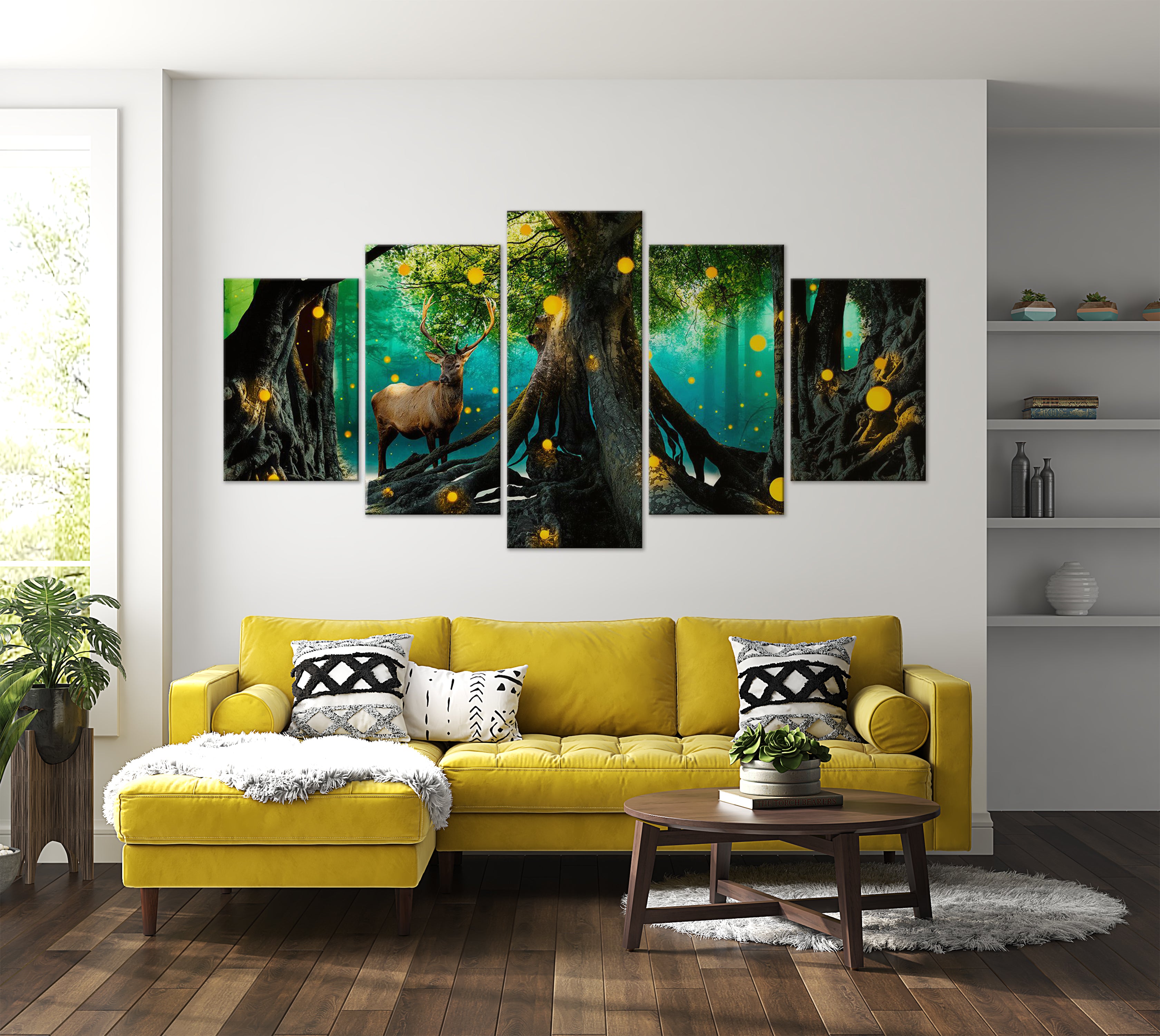 Stretched Canvas Landscape Art - Enchanted Forest 5 Piece 40"Wx20"H