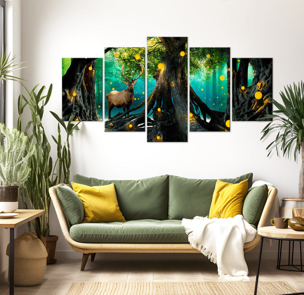 Stretched Canvas Landscape Art - Enchanted Forest 5 Piece 40"Wx20"H