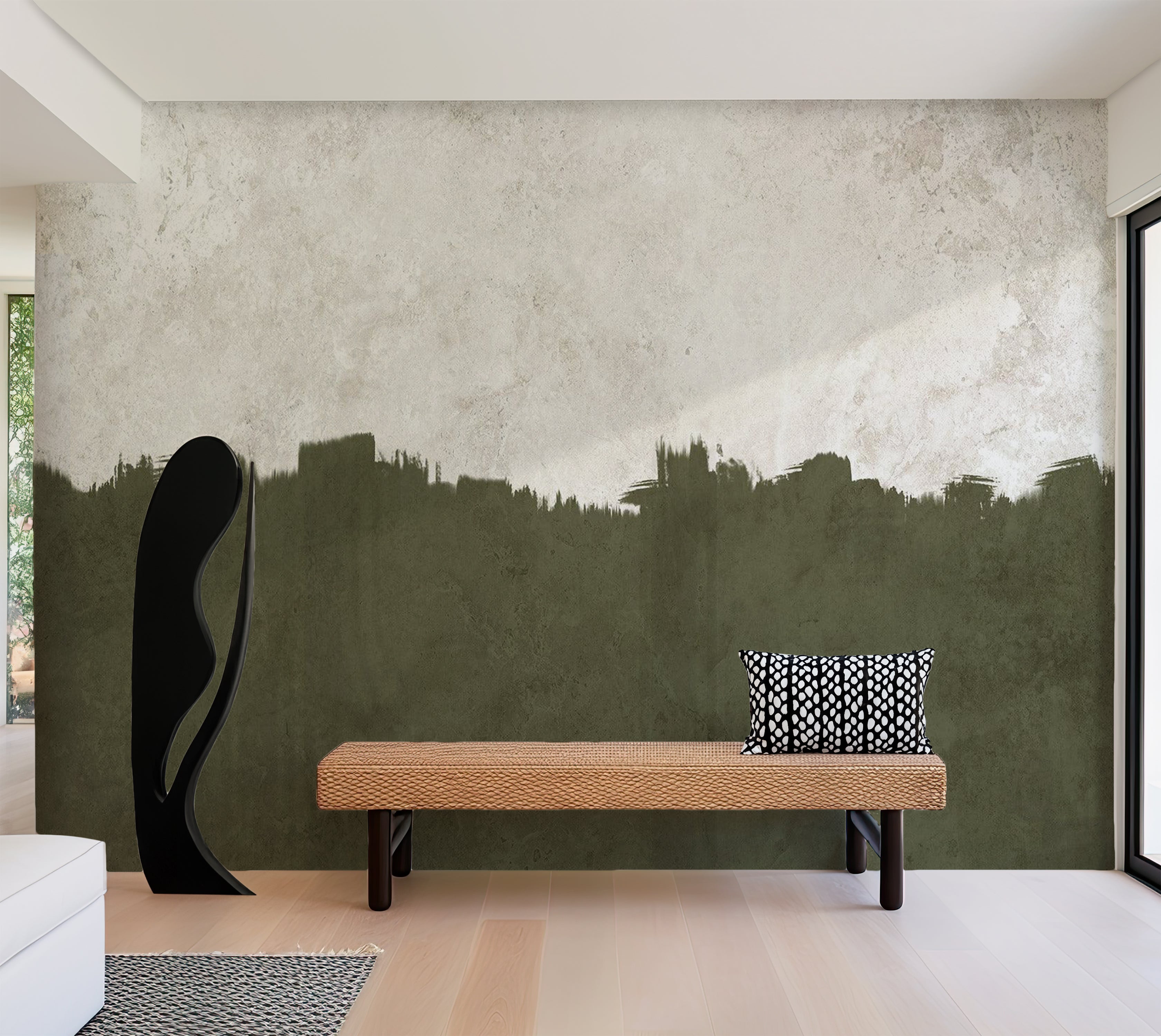 Surface Texture Wallpaper Wall Mural - Olive Green And Grey 39"Wx27"H / Standard