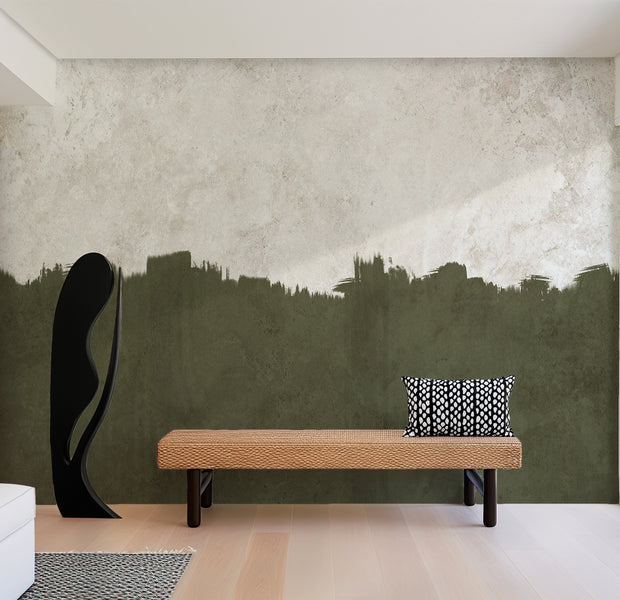 Surface Texture Wallpaper Wall Mural - Olive Green And Grey 39"Wx27"H / Standard